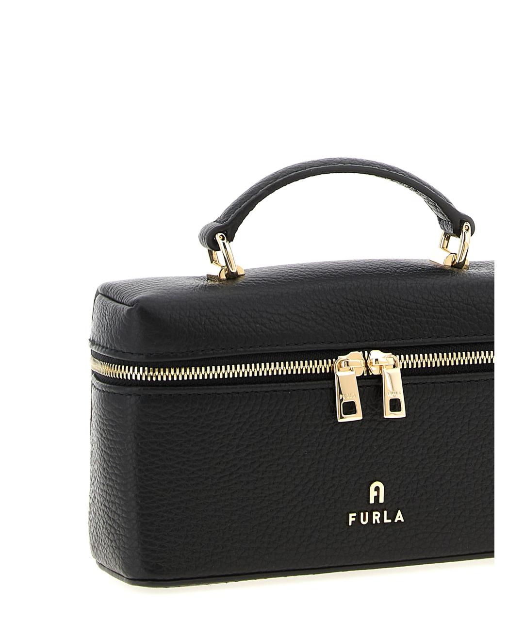 FURLA Черная кожаная сумка с короткими ручками, фото 3