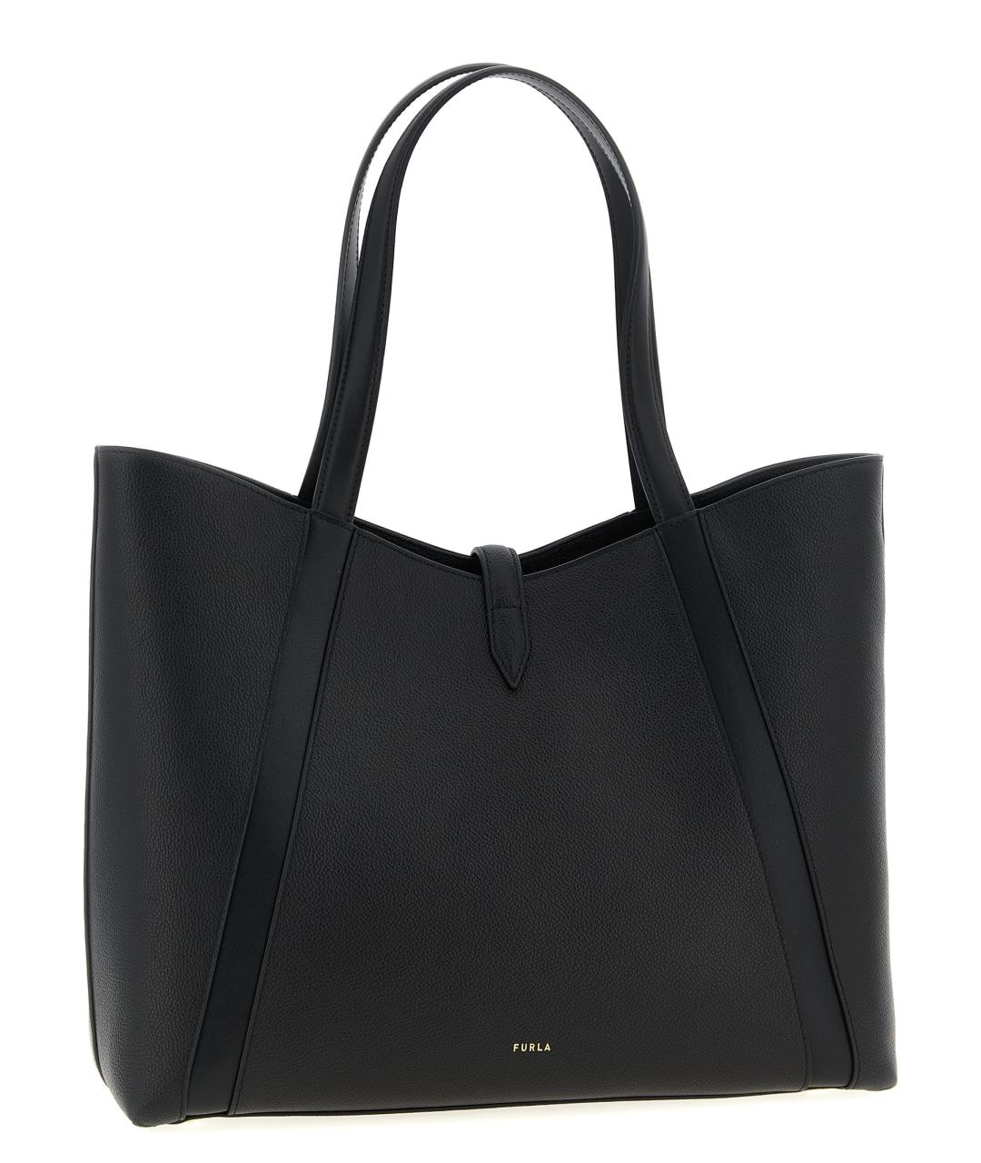 FURLA Черная кожаная сумка тоут, фото 2