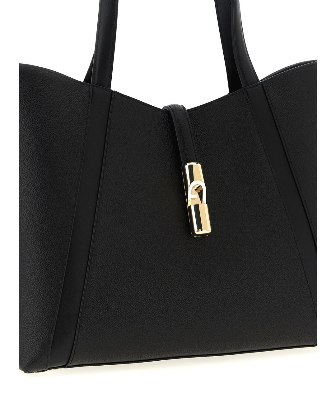 FURLA Черная кожаная сумка тоут, фото 3