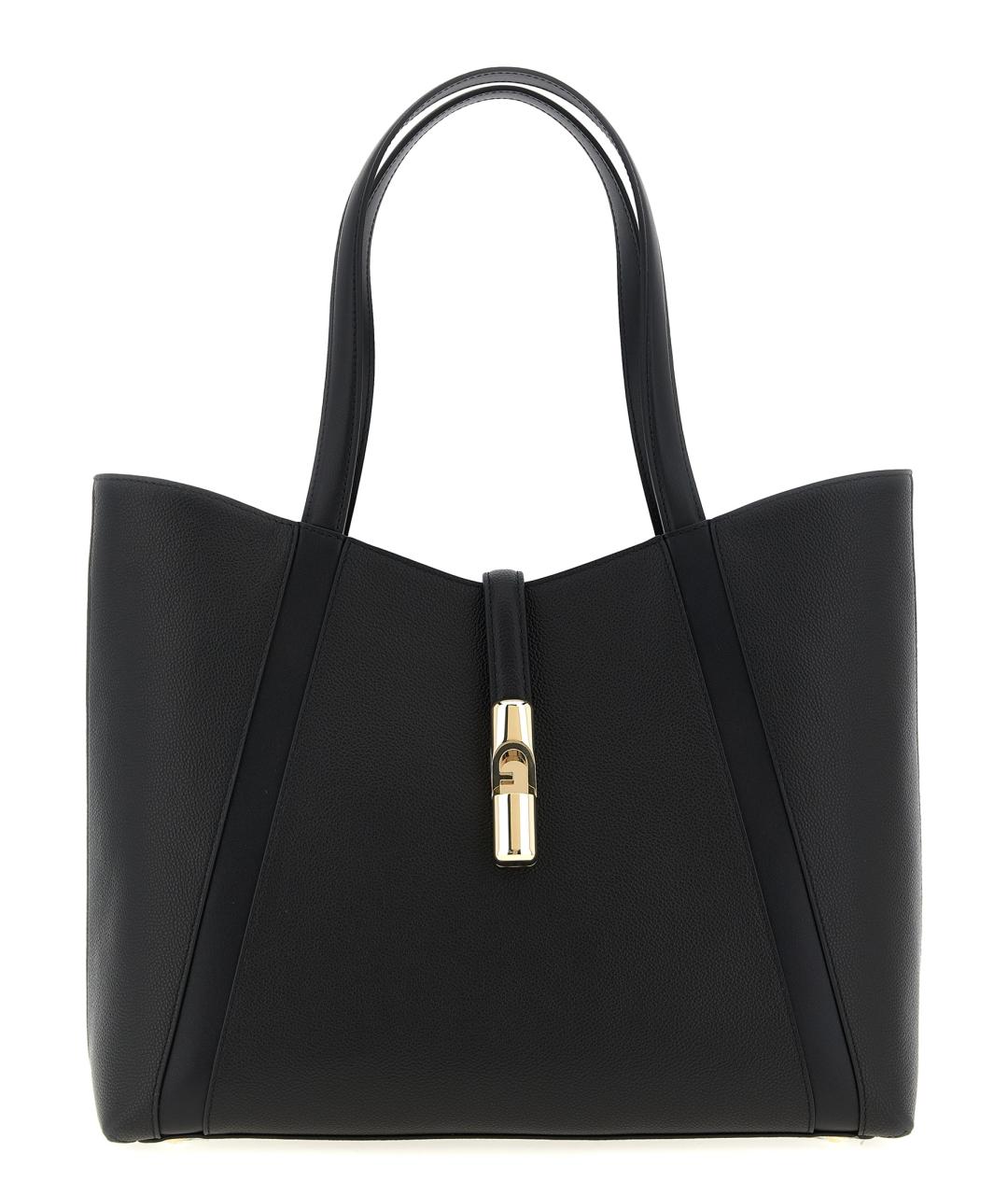 FURLA Черная кожаная сумка тоут, фото 1