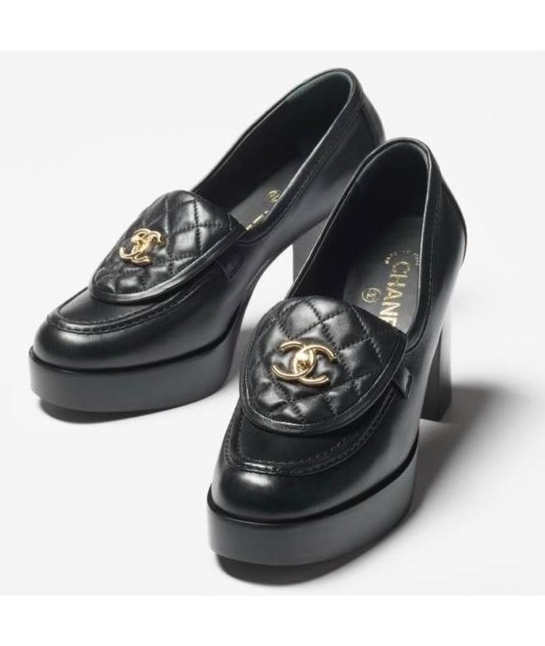 CHANEL Черные кожаные лоферы, фото 2