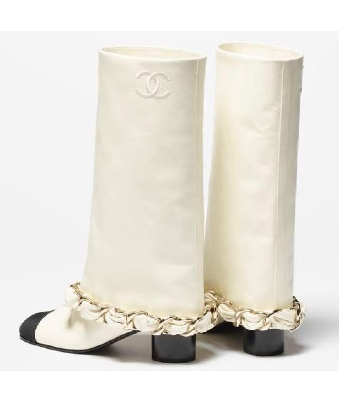 CHANEL Белые кожаные сапоги, фото 3