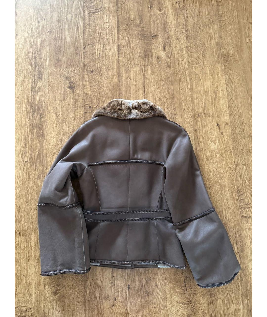 FENDI Коричневая кожаная дубленка, фото 2