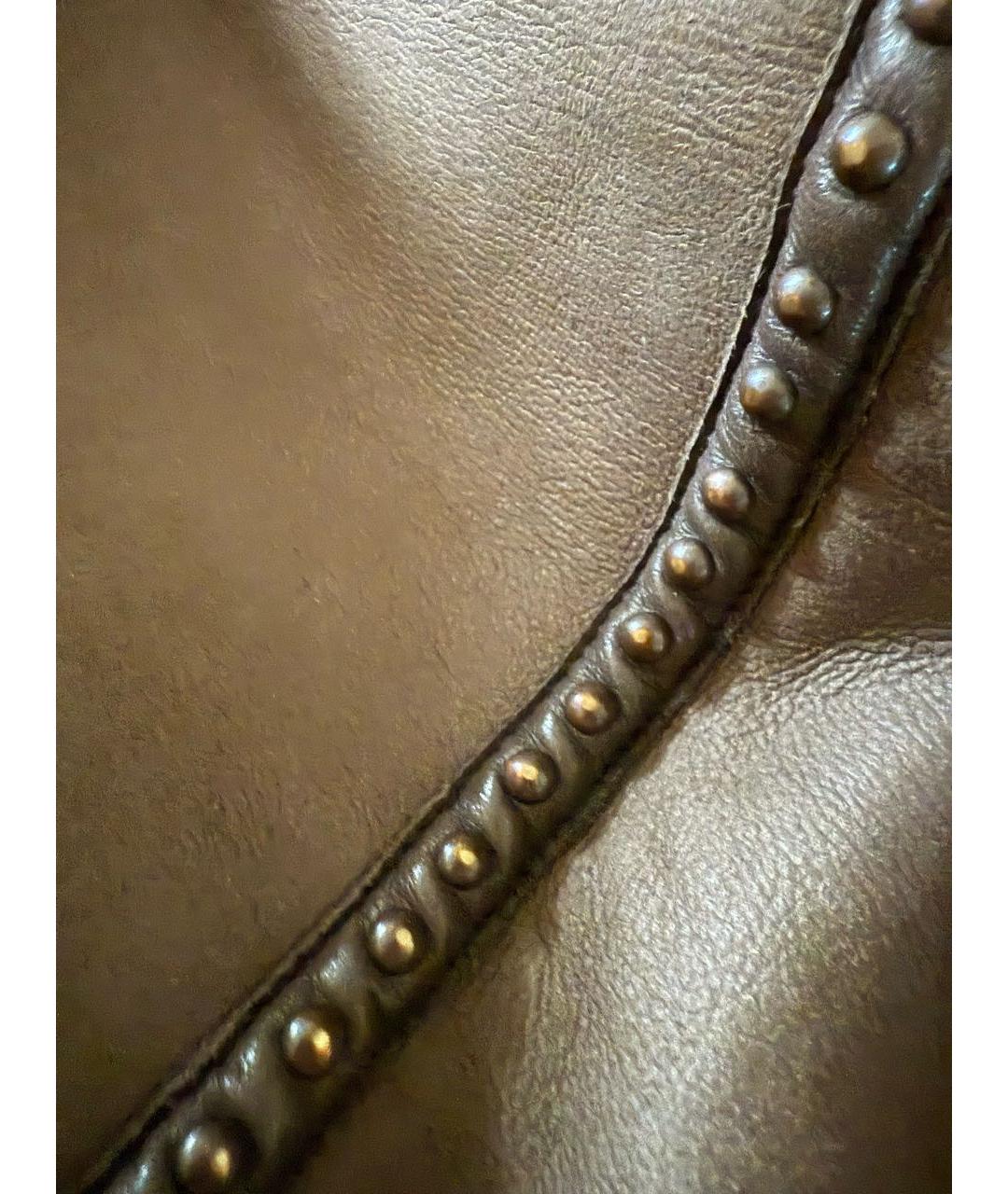 FENDI Коричневая кожаная дубленка, фото 4