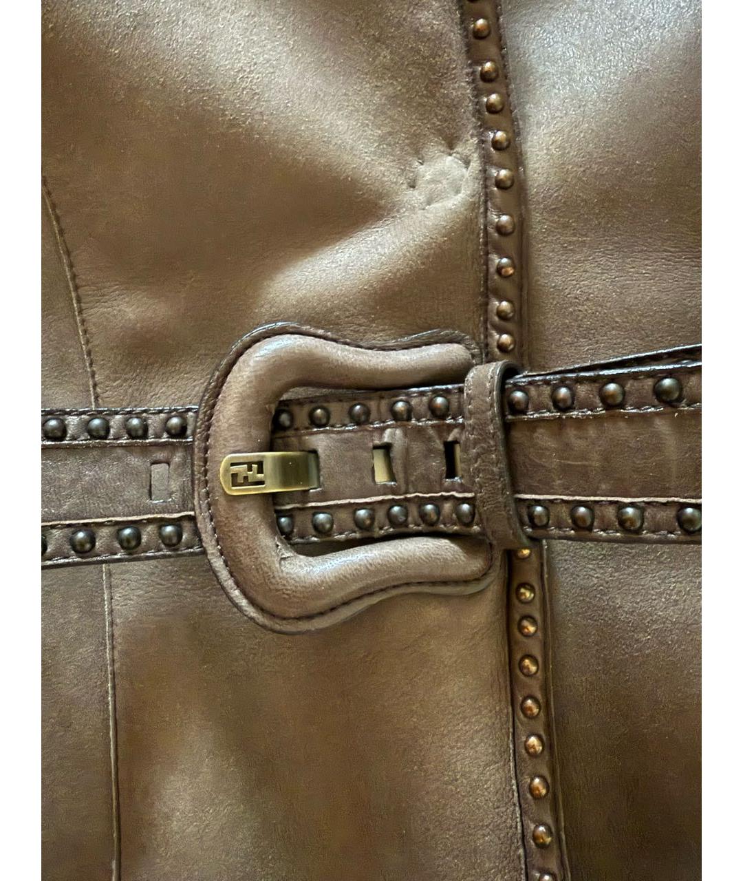 FENDI Коричневая кожаная дубленка, фото 3