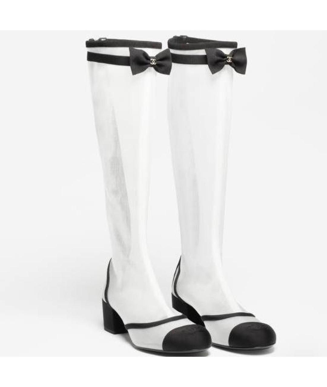 CHANEL Белые текстильные сапоги, фото 2