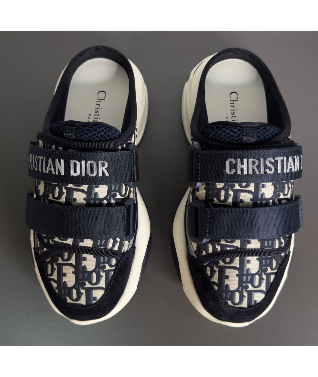 CHRISTIAN DIOR Темно-синие текстильные сабо, фото 2
