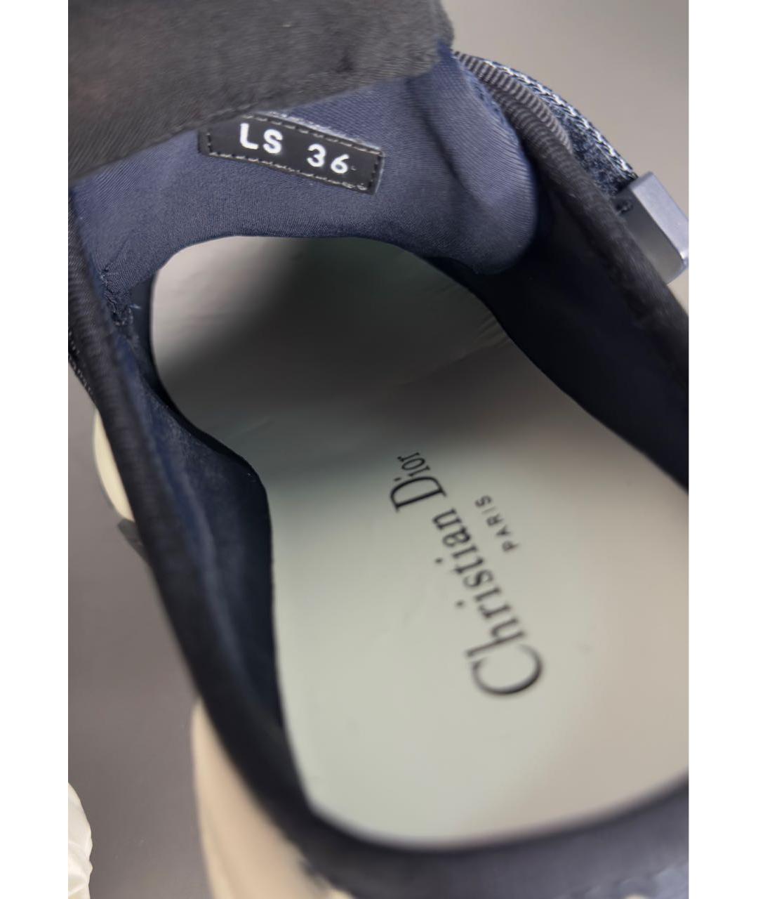 CHRISTIAN DIOR Темно-синие текстильные сабо, фото 8