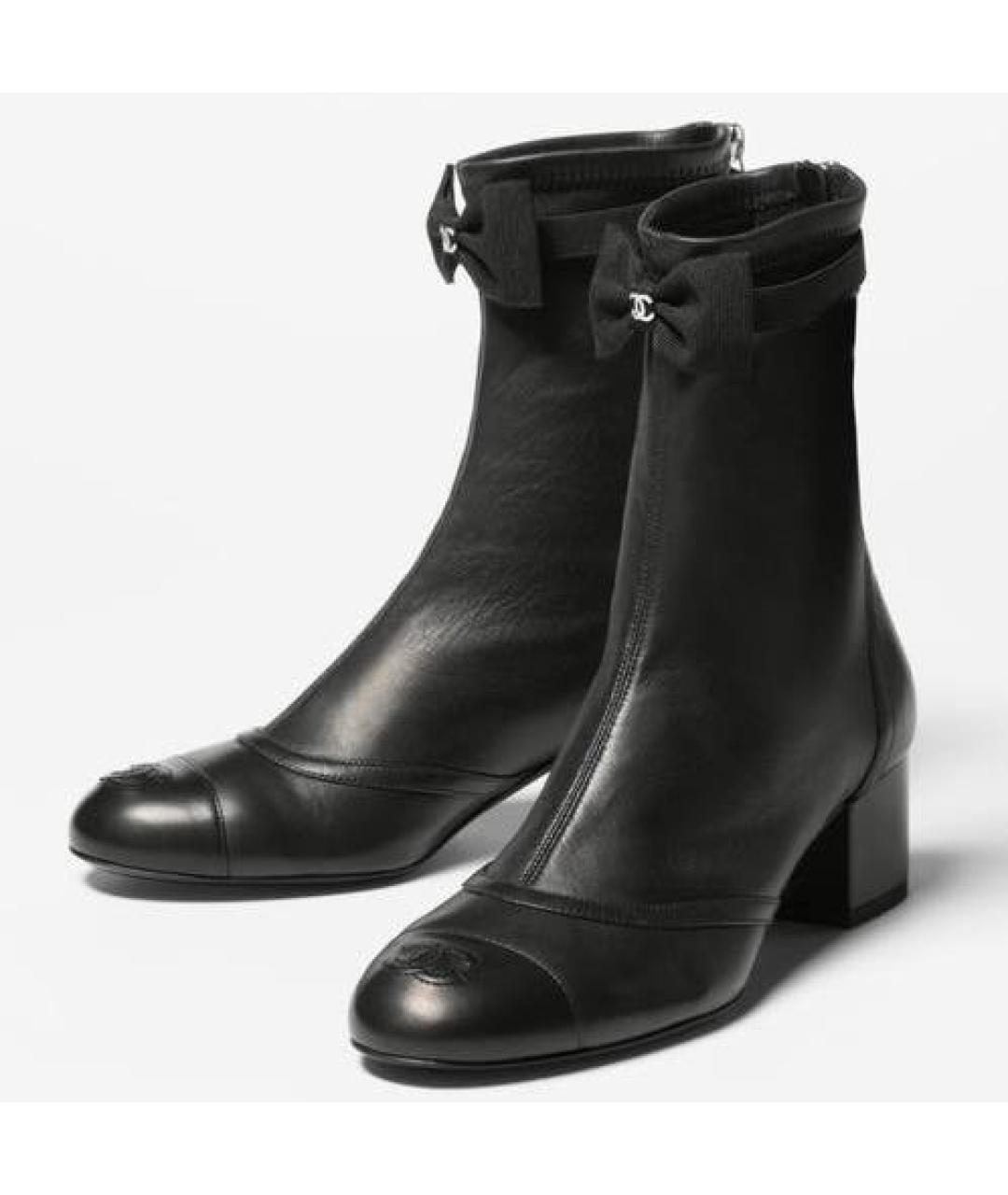 CHANEL Черные кожаные сапоги, фото 2