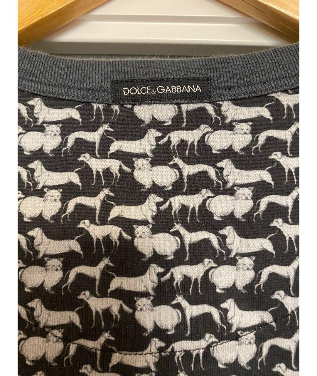 DOLCE&GABBANA Антрацитовая хлопковая футболка, фото 4