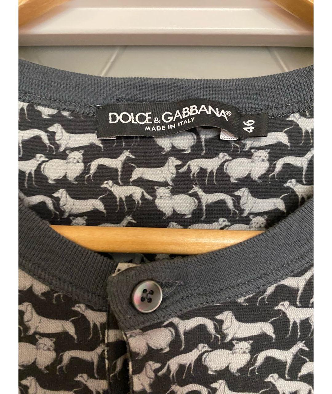 DOLCE&GABBANA Антрацитовая хлопковая футболка, фото 3