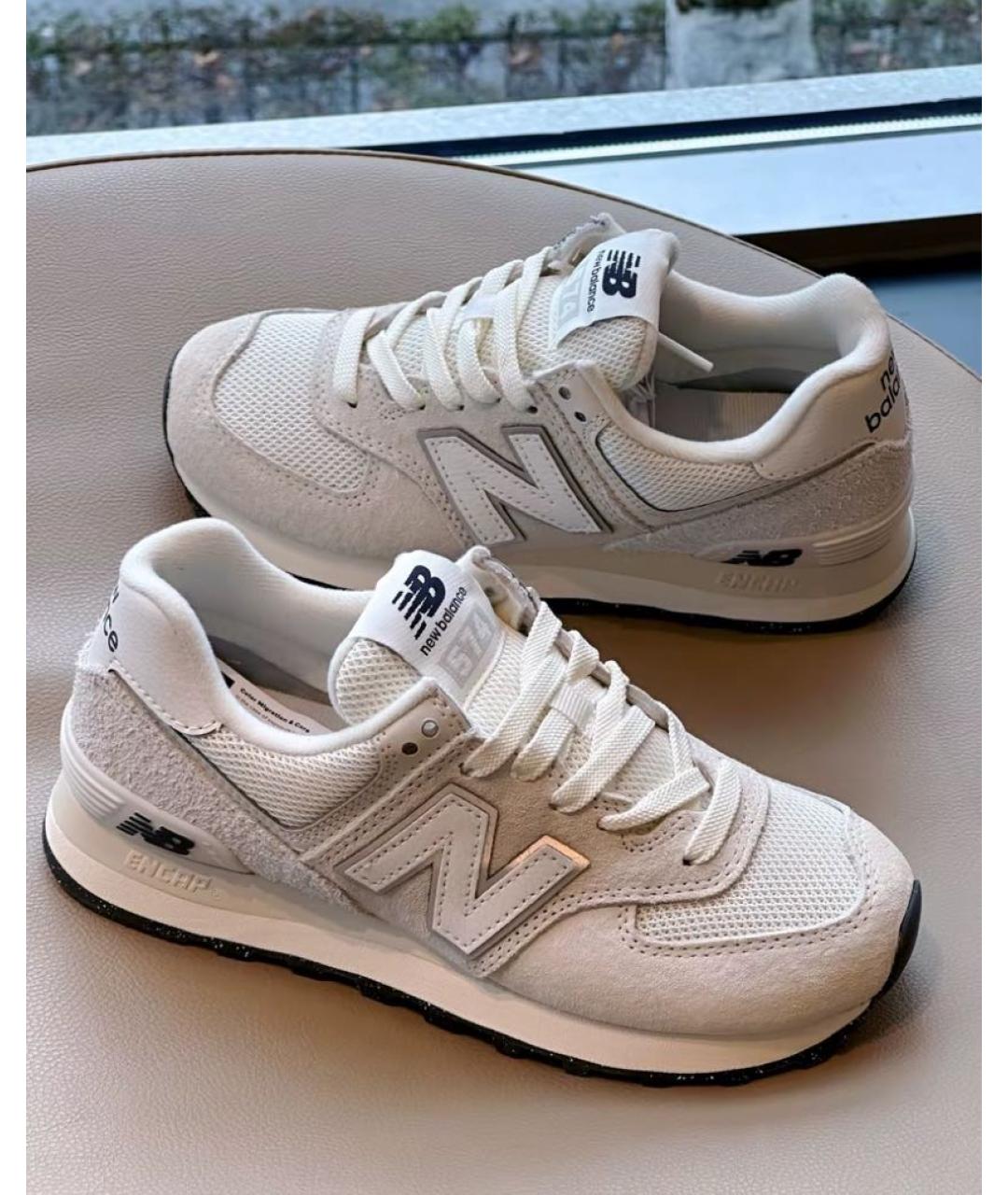 NEW BALANCE Бежевые замшевые низкие кроссовки / кеды, фото 5