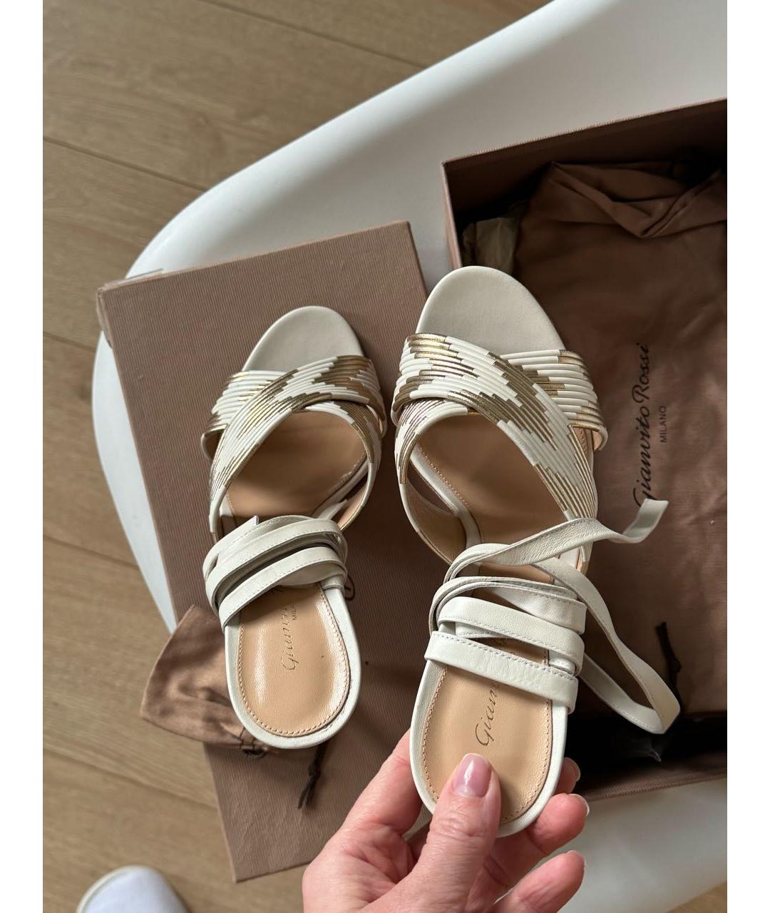 GIANVITO ROSSI Бежевые кожаные босоножки, фото 5