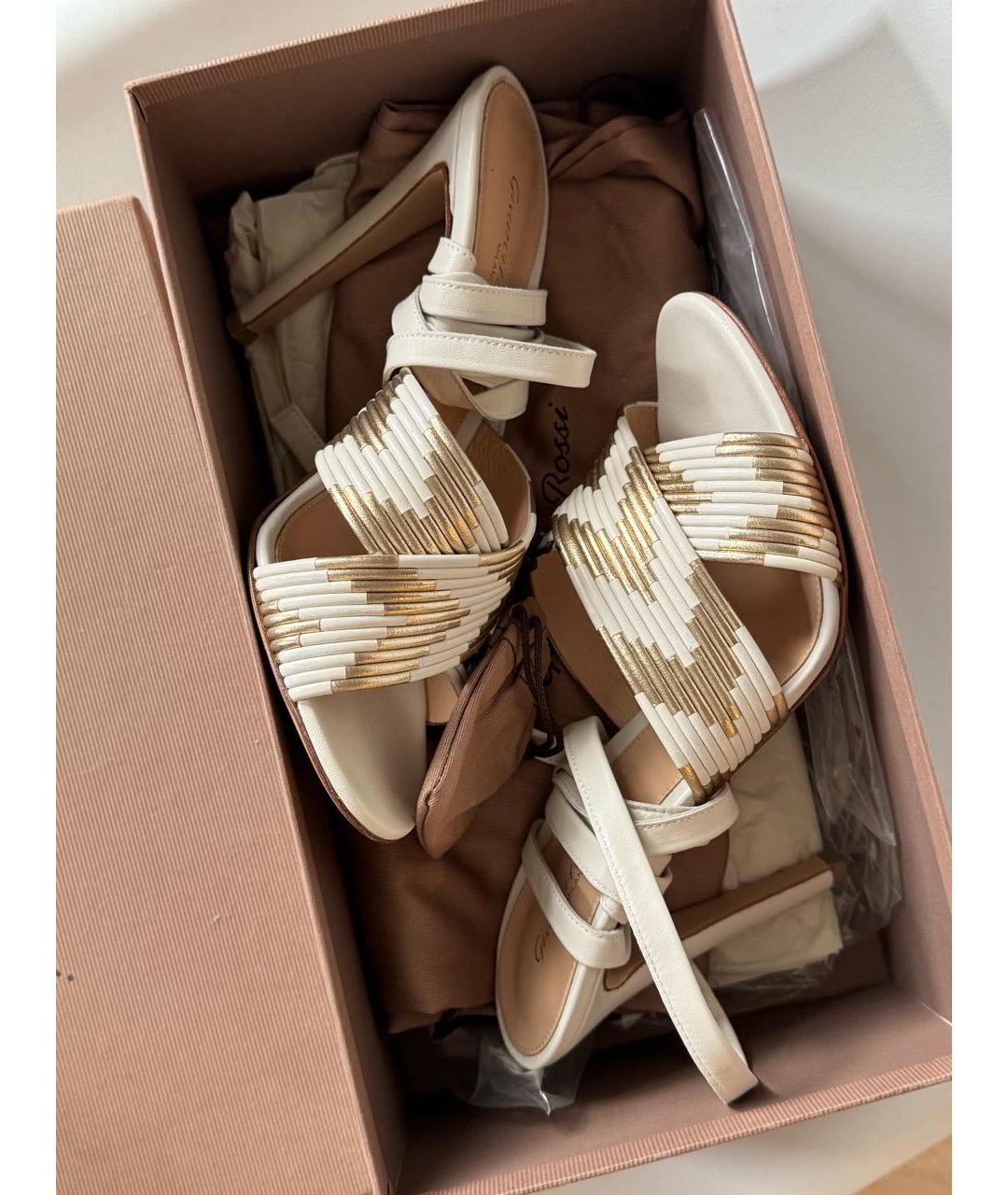 GIANVITO ROSSI Бежевые кожаные босоножки, фото 4