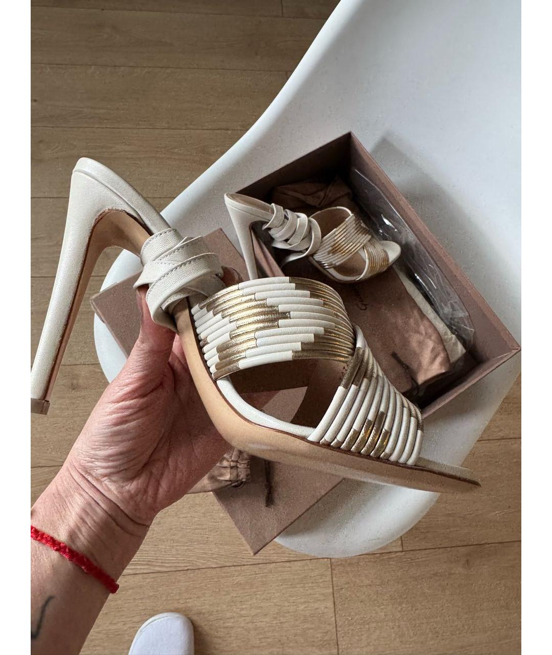 GIANVITO ROSSI Бежевые кожаные босоножки, фото 7