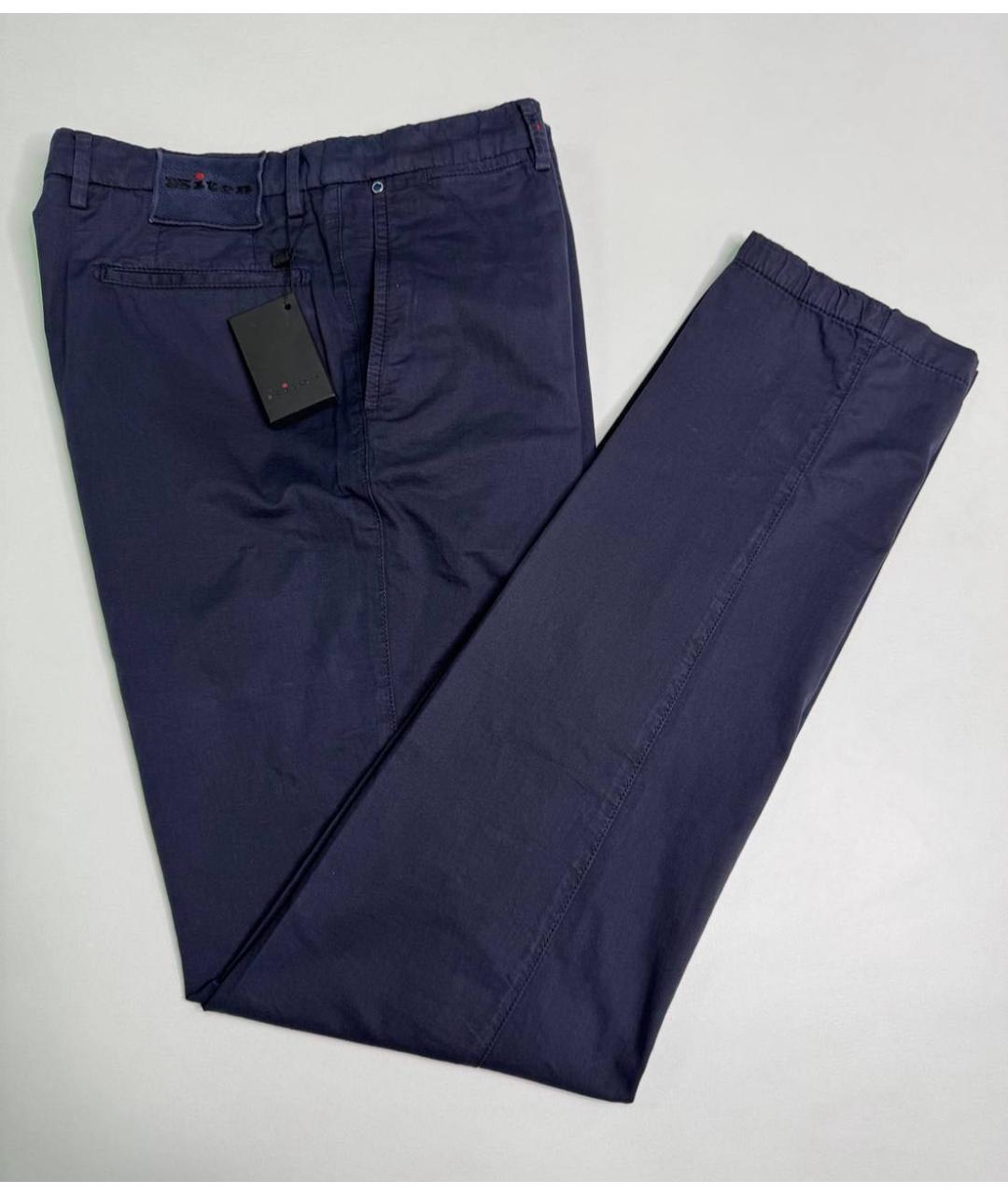 KITON Темно-синие хлопко-эластановые повседневные брюки, фото 3