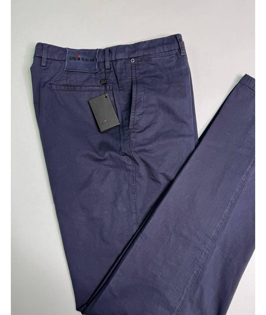 KITON Темно-синие хлопко-эластановые повседневные брюки, фото 5