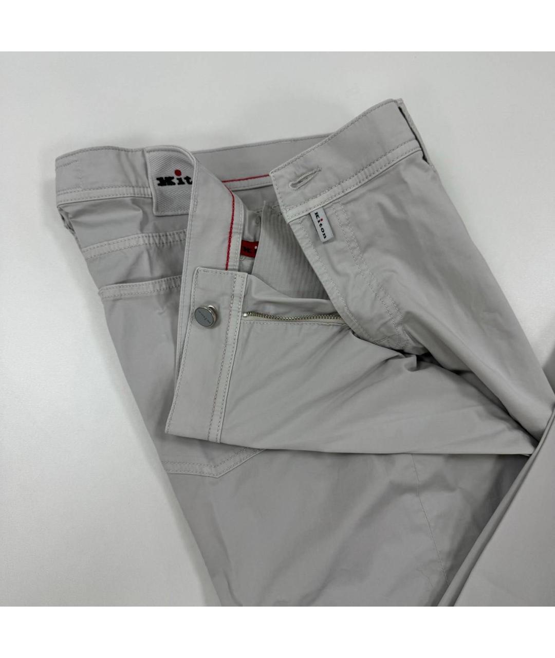 KITON Серые хлопковые повседневные брюки, фото 3