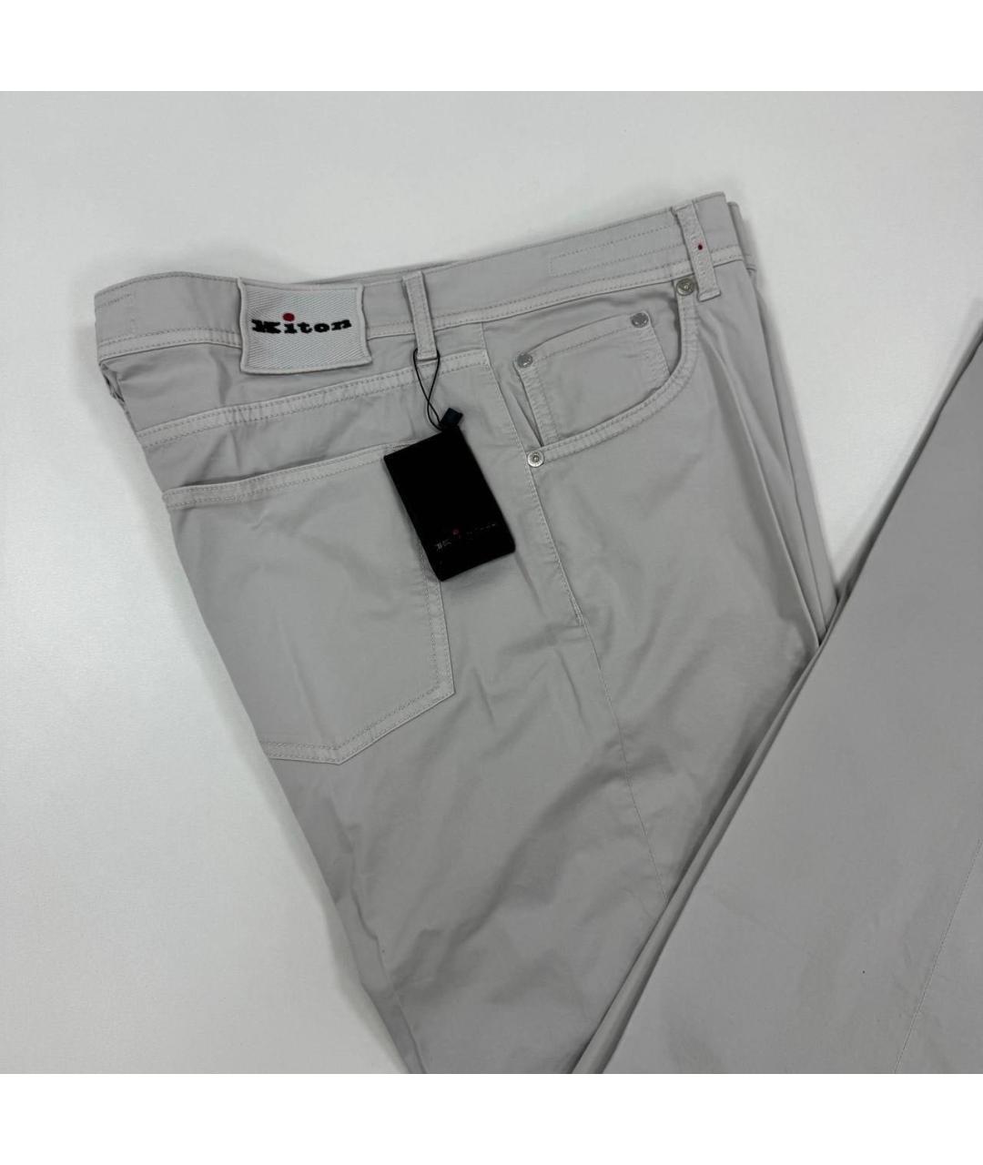 KITON Серые хлопковые повседневные брюки, фото 5