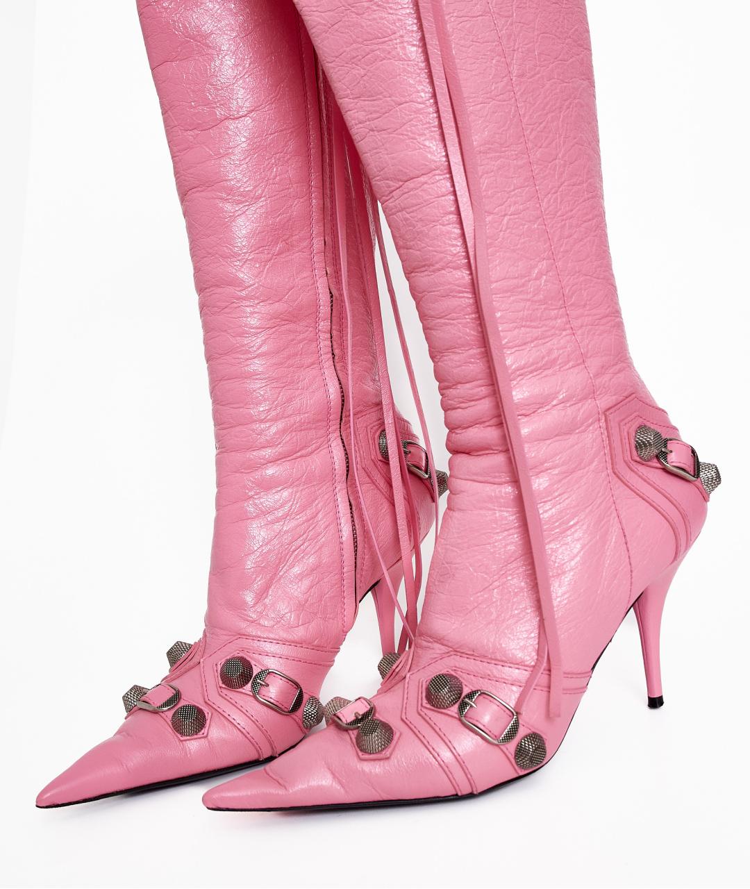 BALENCIAGA Розовые кожаные сапоги, фото 7