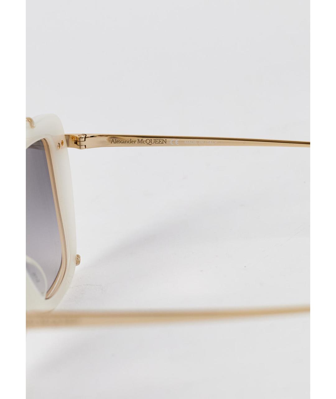 ALEXANDER MCQUEEN Белые металлические солнцезащитные очки, фото 4