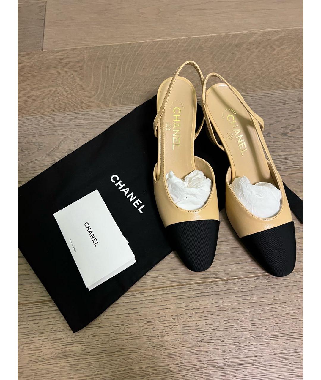 CHANEL Бежевые кожаные туфли, фото 5