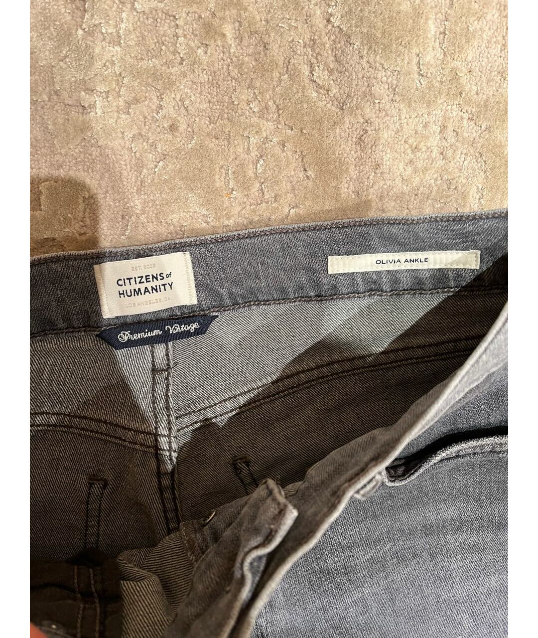 CITIZENS OF HUMANITY Антрацитовые хлопковые джинсы слим, фото 2