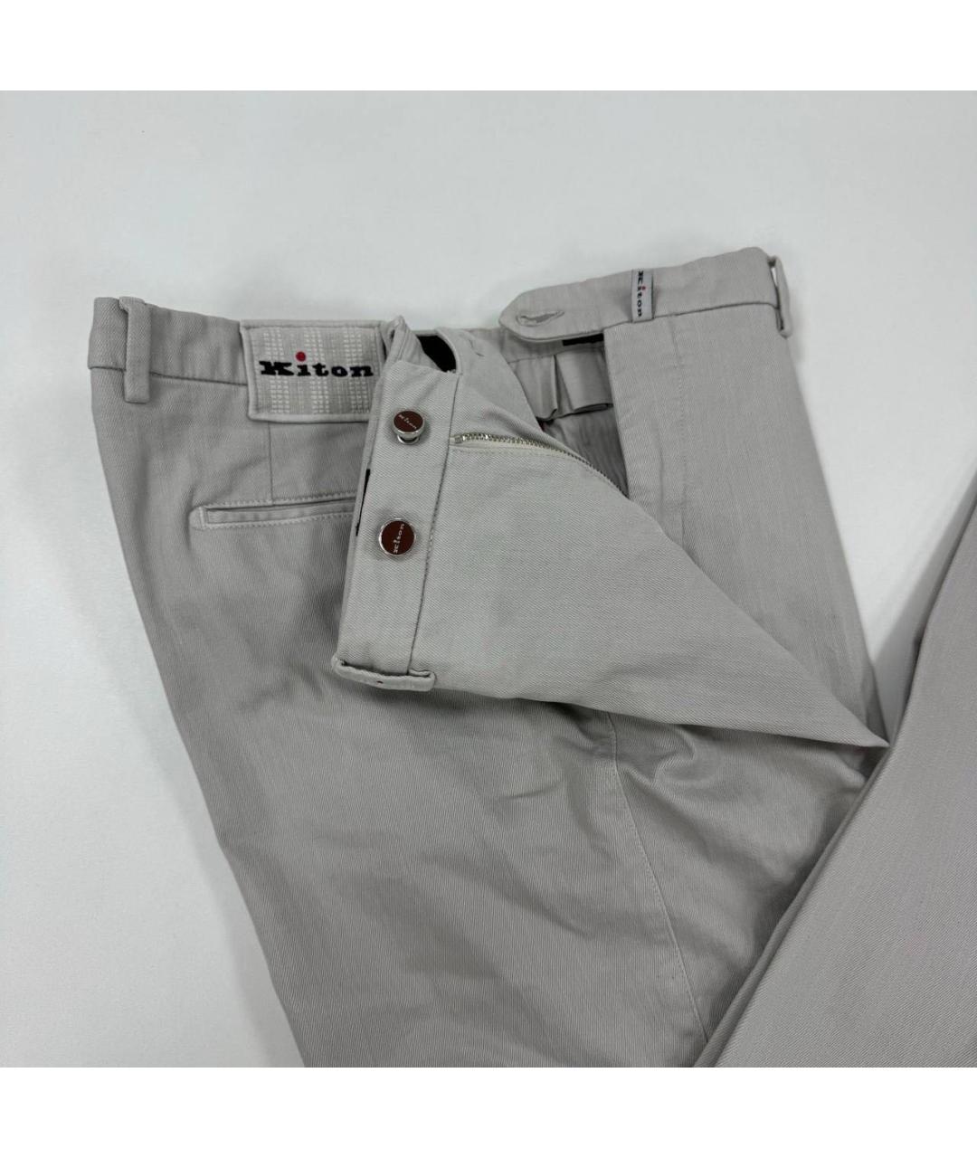KITON Серые хлопковые повседневные брюки, фото 5