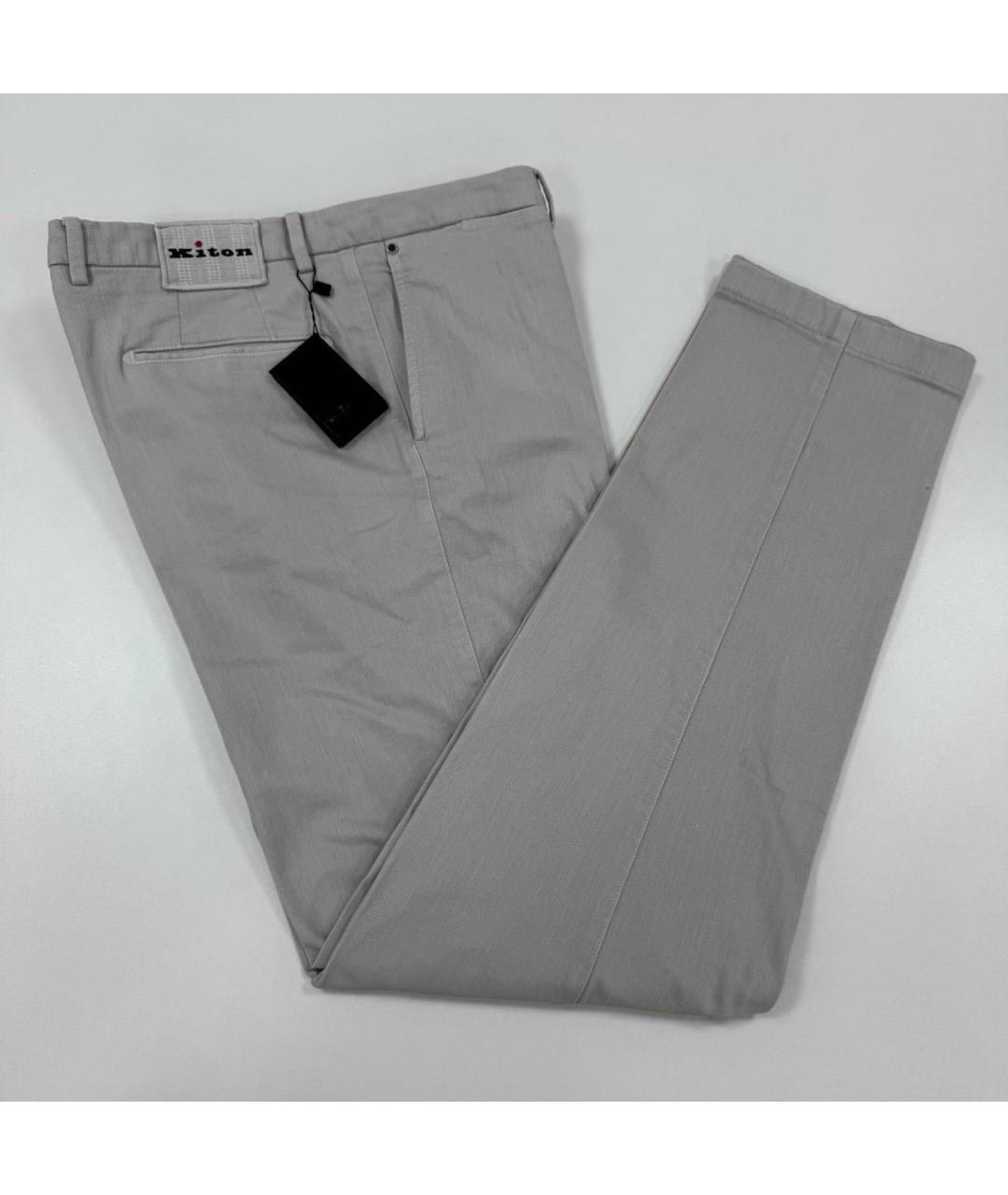KITON Серые хлопковые повседневные брюки, фото 3