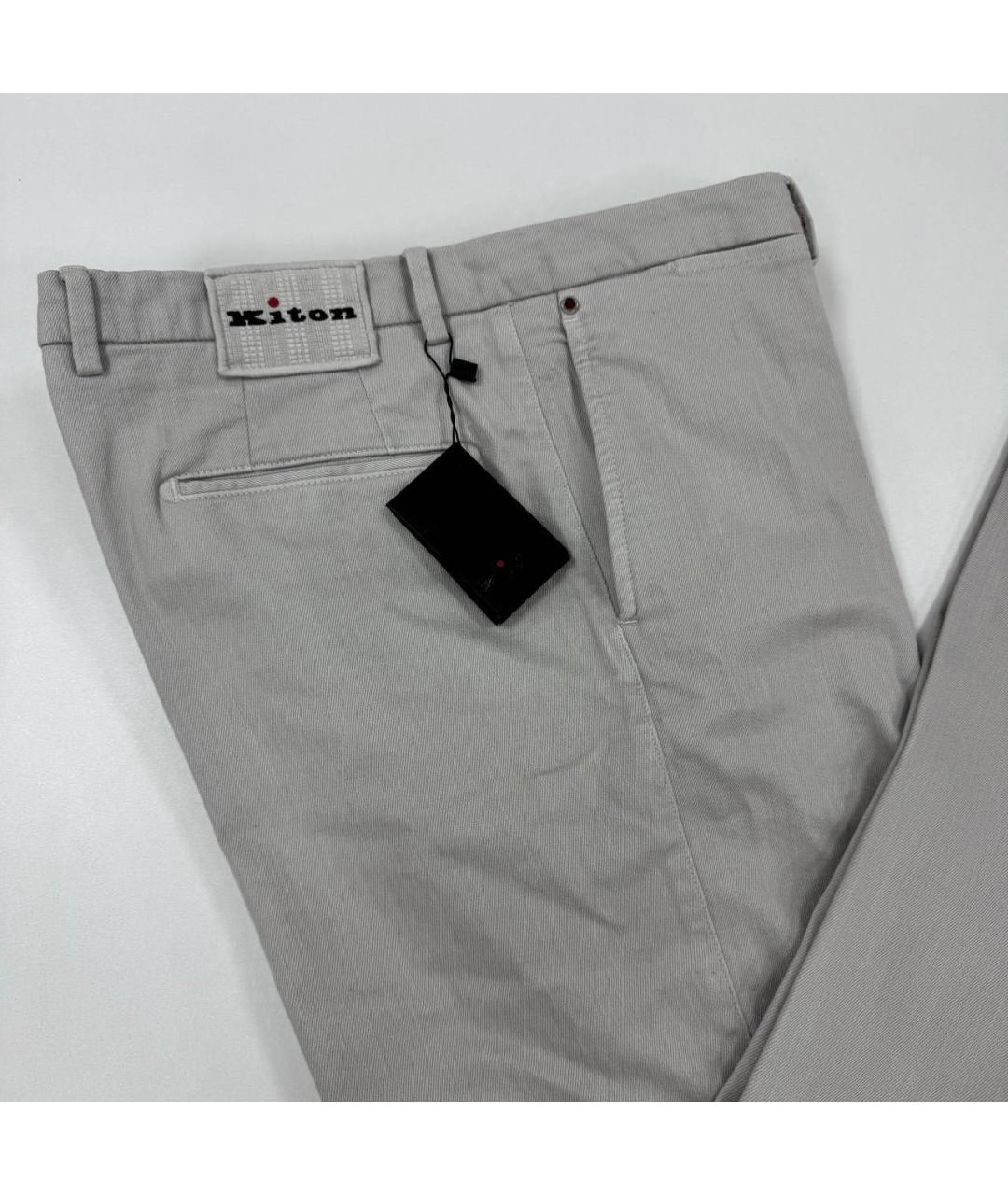 KITON Серые хлопковые повседневные брюки, фото 4