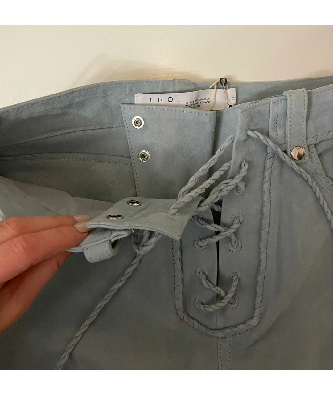 IRO Голубые замшевые брюки широкие, фото 4