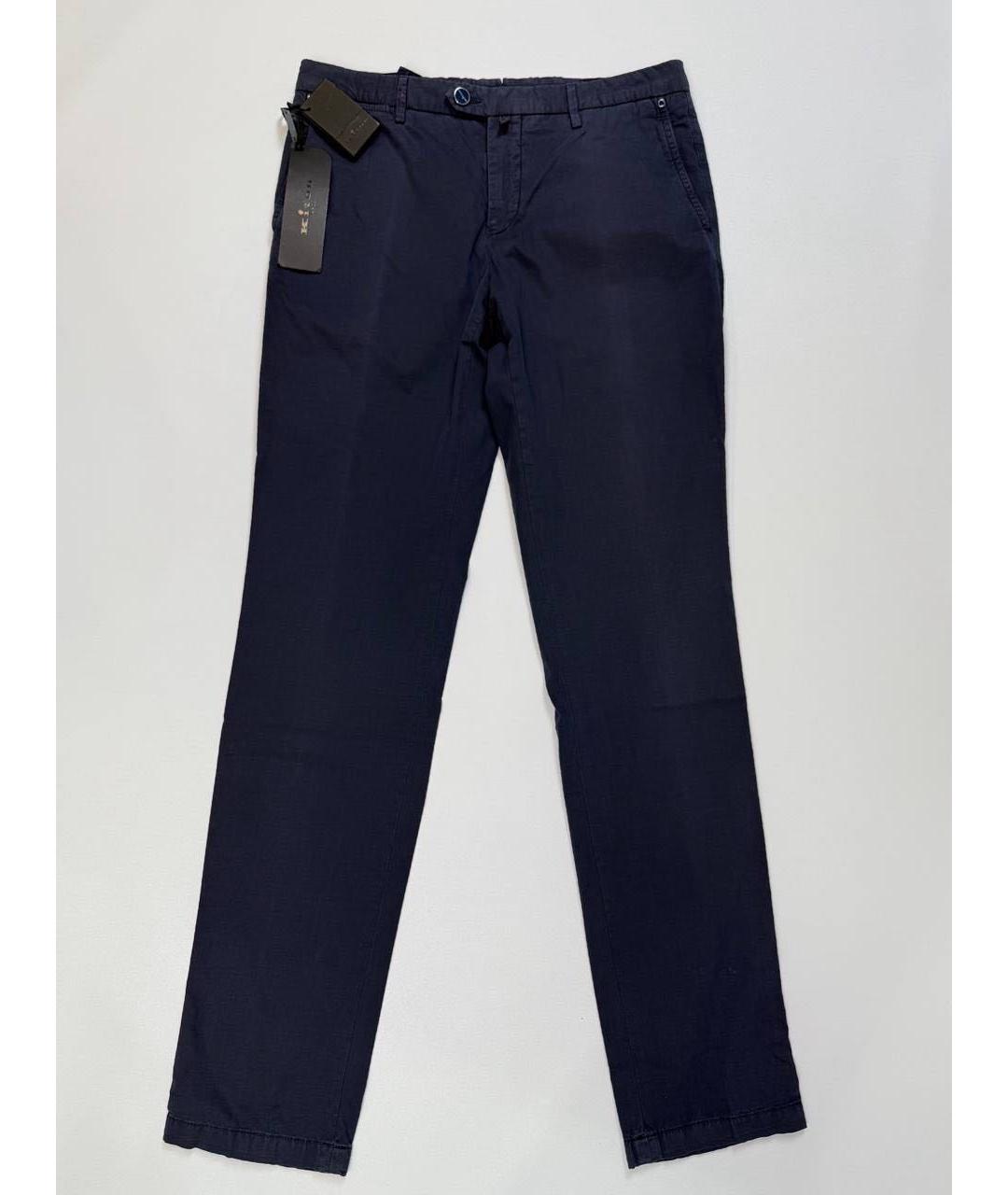 KITON Темно-синие хлопко-эластановые повседневные брюки, фото 6