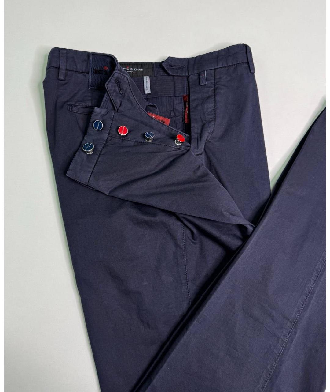 KITON Темно-синие хлопко-эластановые повседневные брюки, фото 5