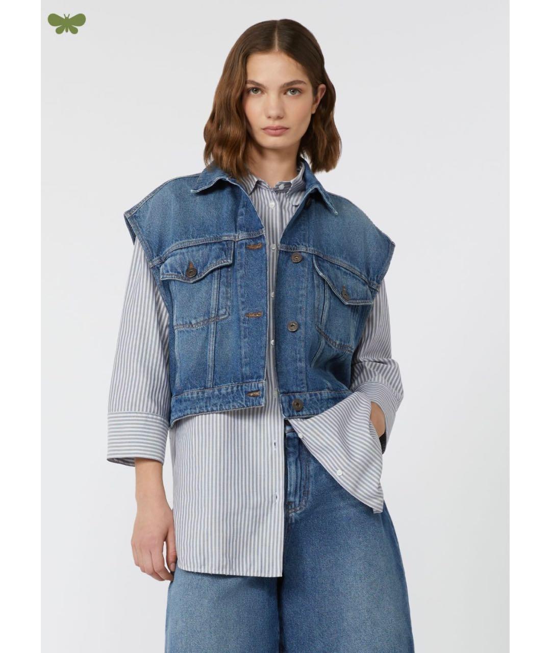 WEEKEND MAX MARA Синий хлопковый жилет, фото 6