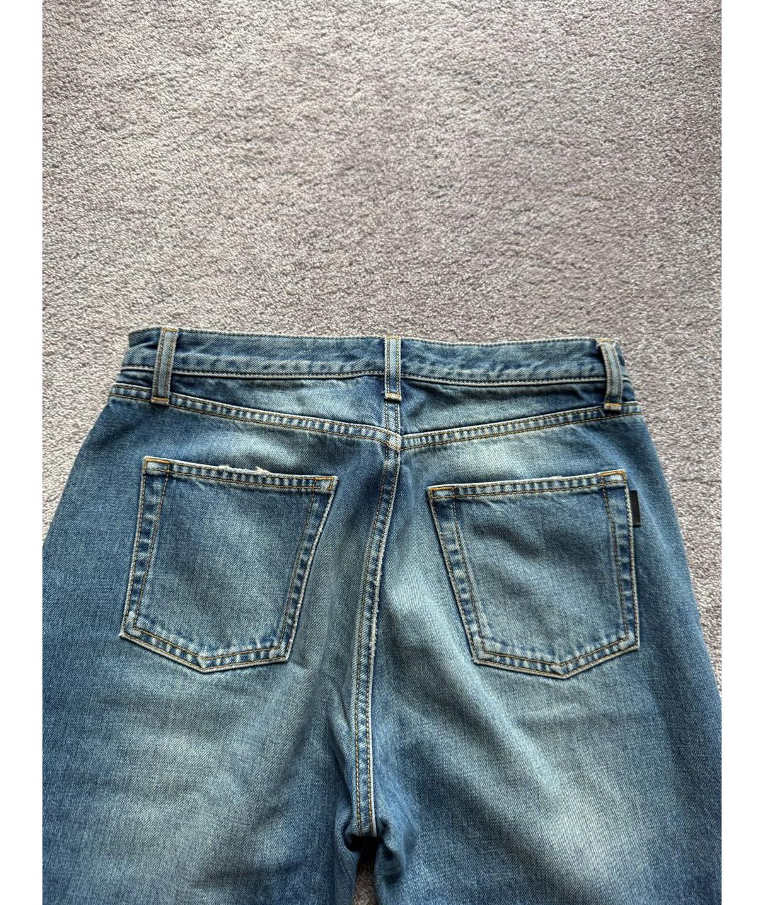 SAINT LAURENT Голубые хлопковые джинсы слим, фото 5