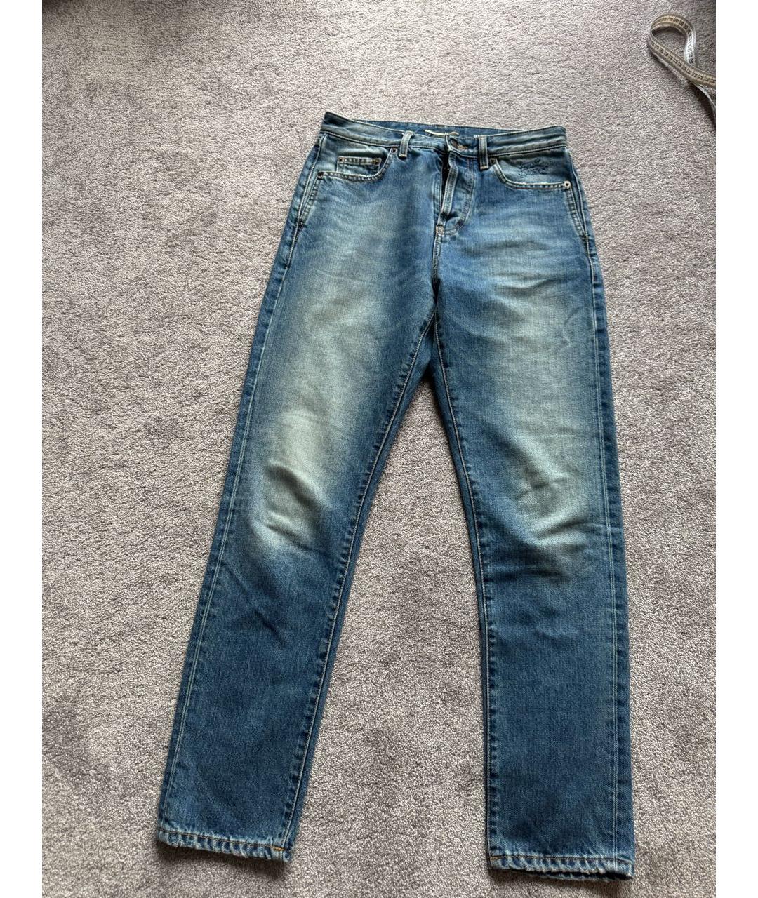 SAINT LAURENT Голубые хлопковые джинсы слим, фото 8