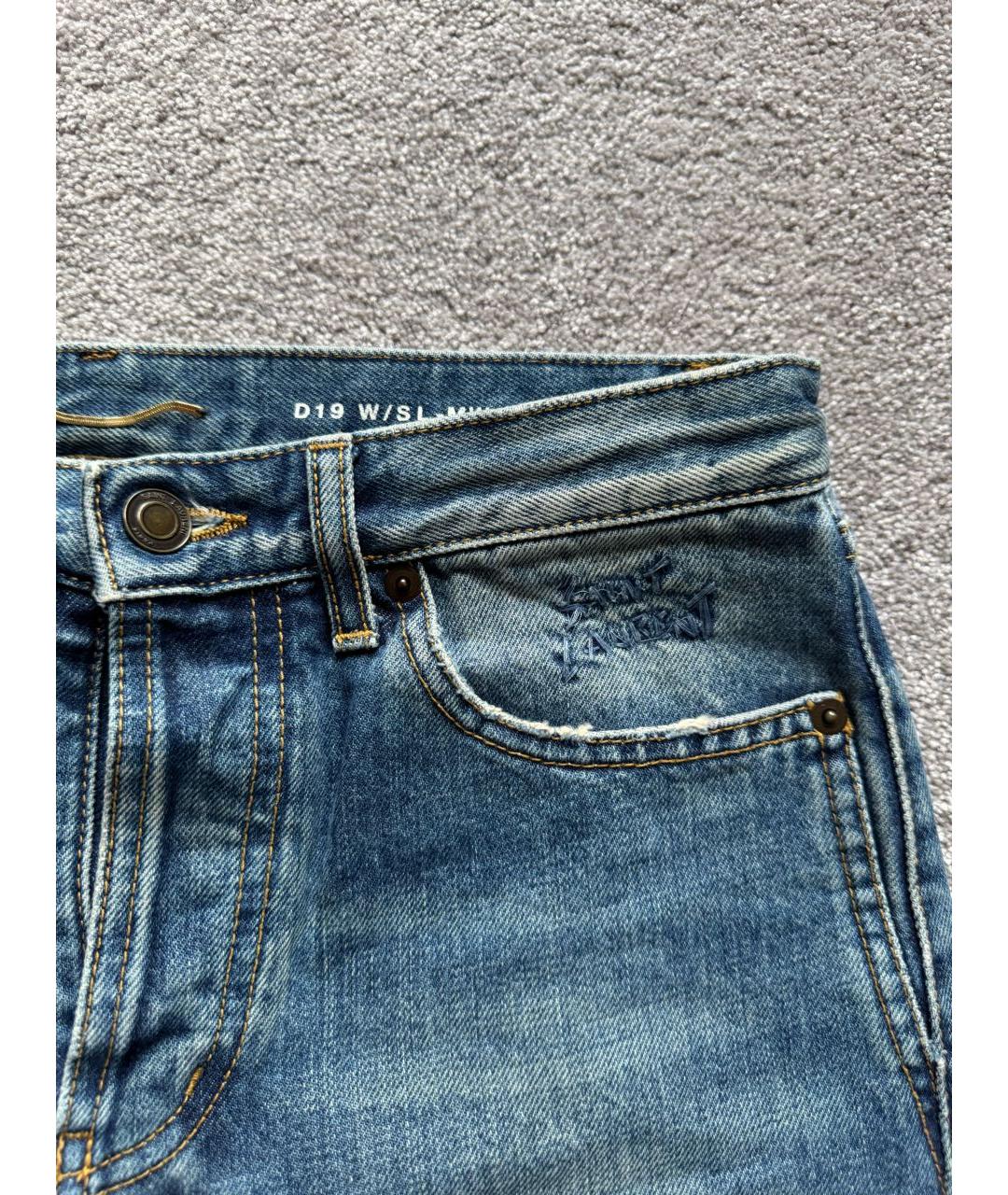 SAINT LAURENT Голубые хлопковые джинсы слим, фото 2