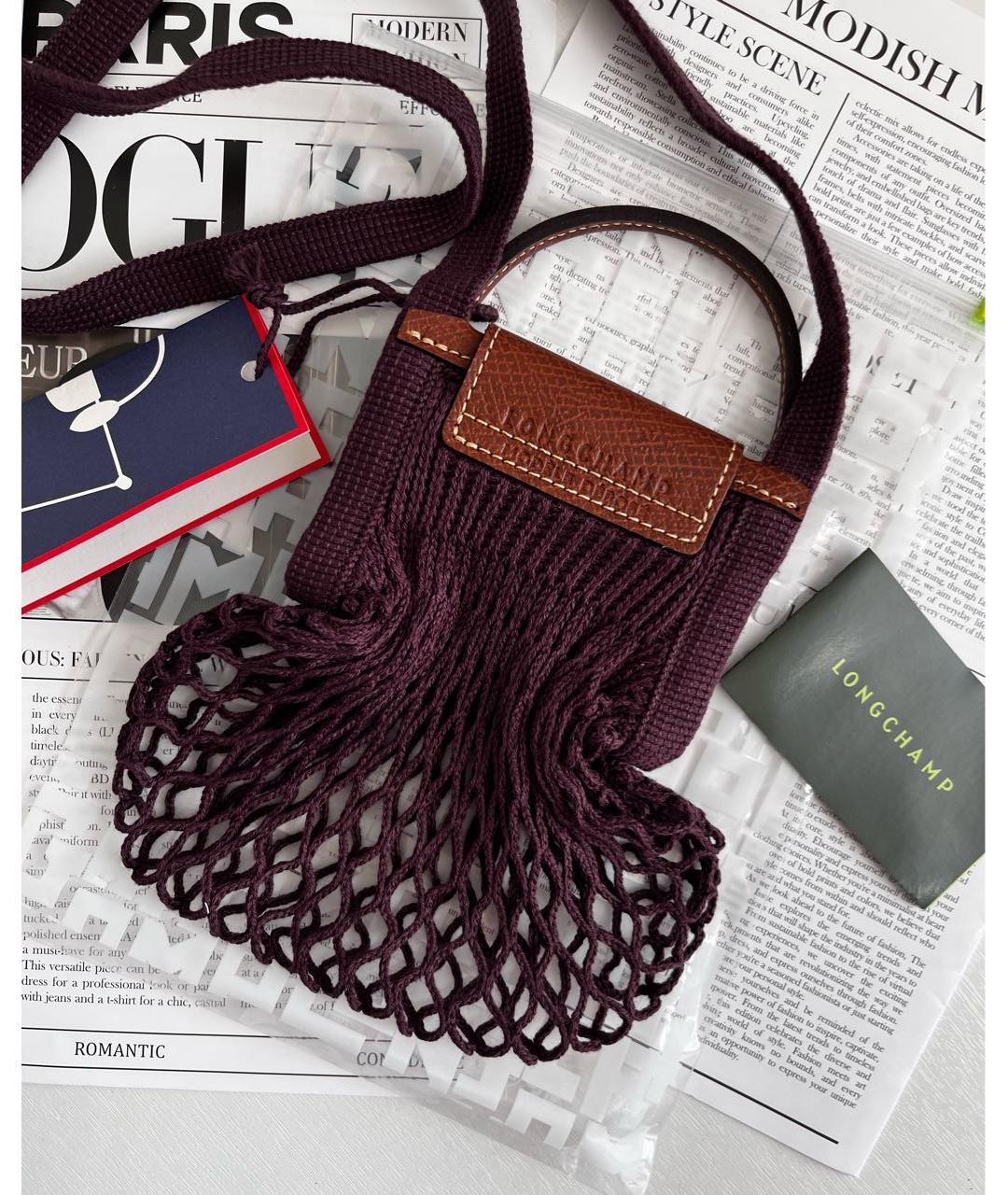 LONGCHAMP Фиолетовая хлопковая пляжная сумка, фото 3
