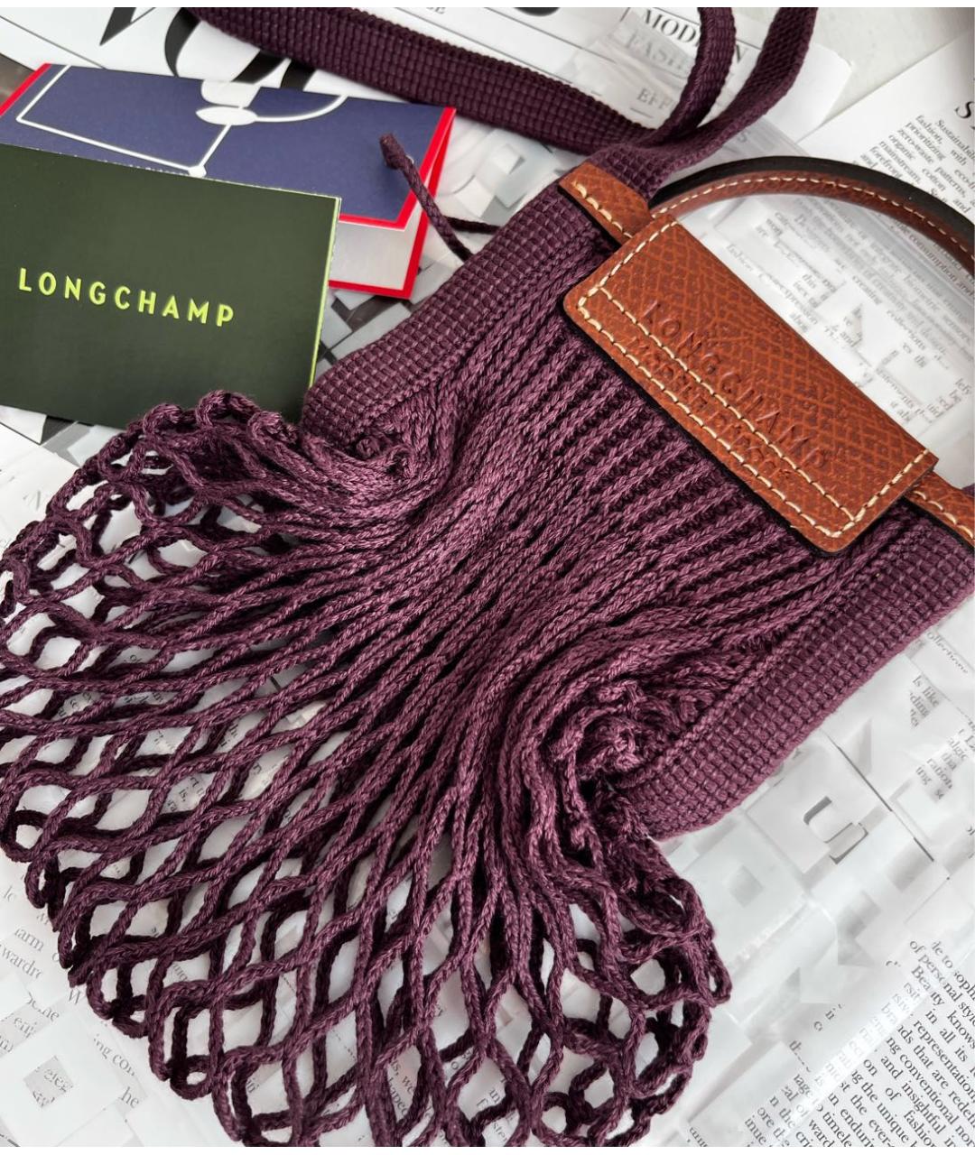 LONGCHAMP Фиолетовая хлопковая пляжная сумка, фото 5