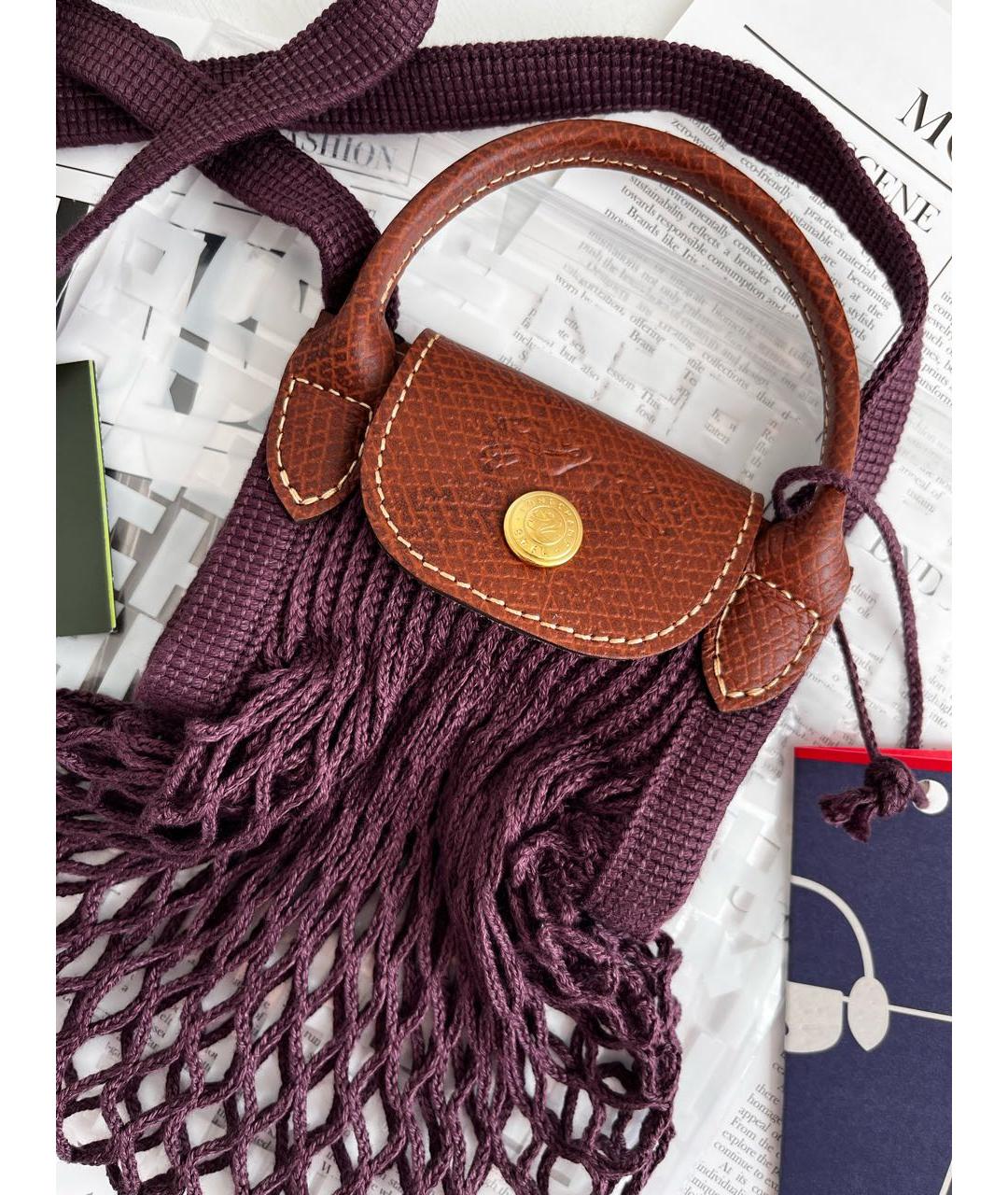 LONGCHAMP Фиолетовая хлопковая пляжная сумка, фото 4