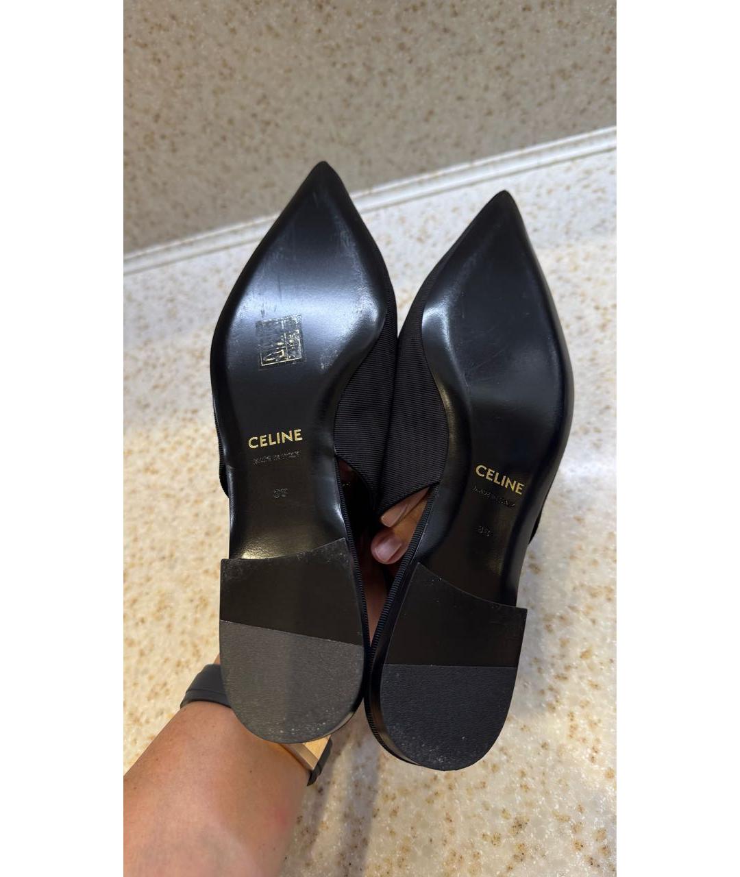 CELINE Черные текстильные балетки, фото 6