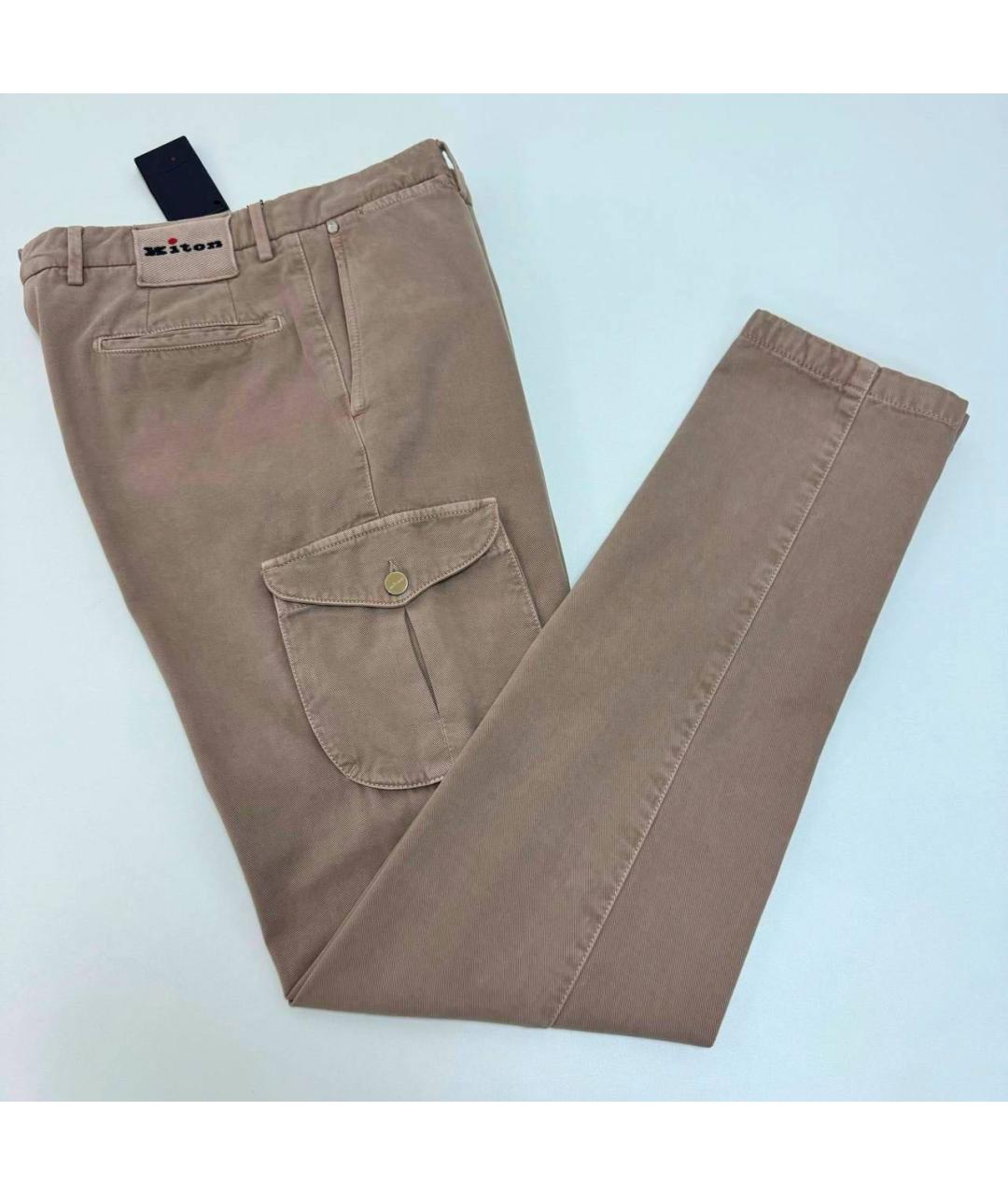 KITON Бежевые хлопковые повседневные брюки, фото 3