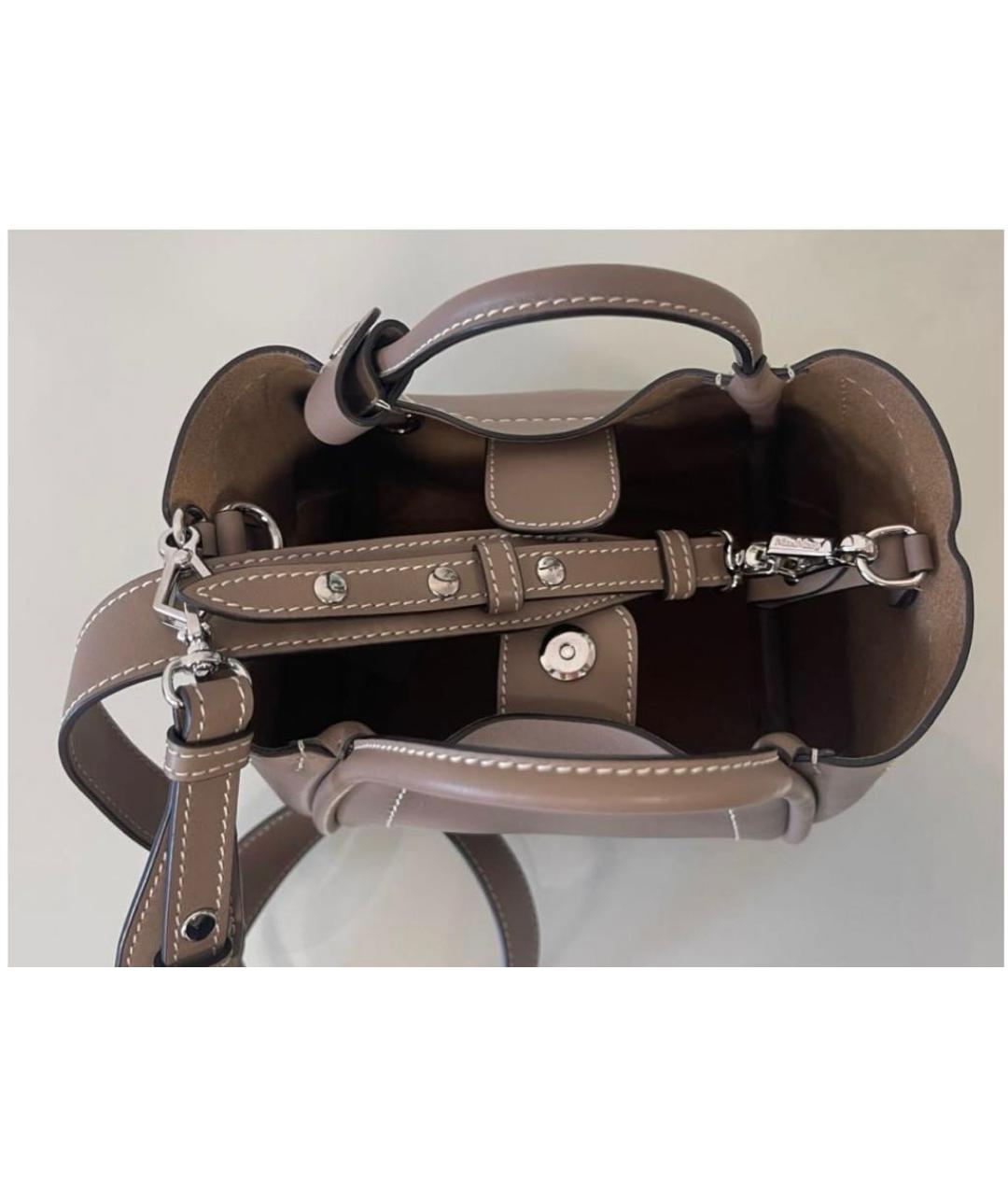 MAX MARA Бежевая кожаная сумка с короткими ручками, фото 5