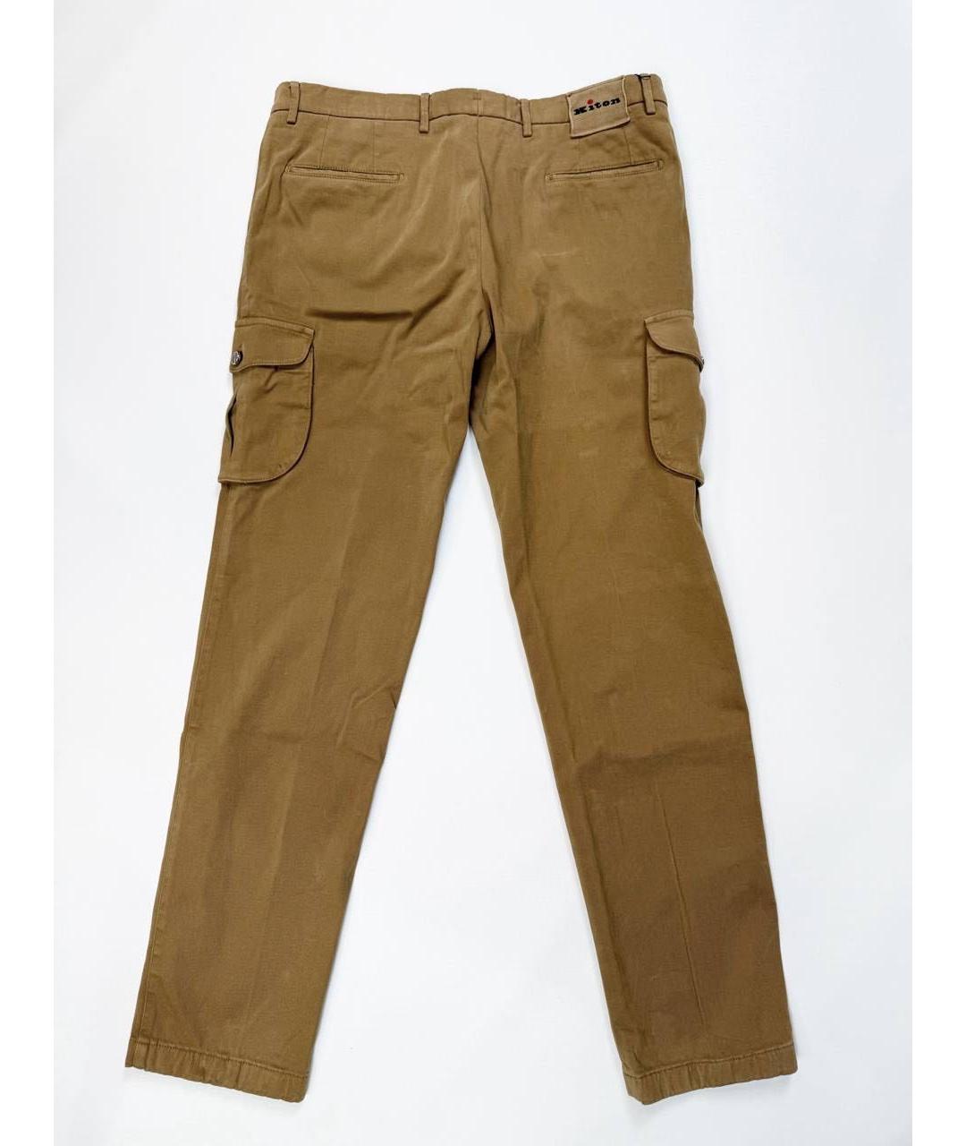 KITON Коричневые хлопковые повседневные брюки, фото 2