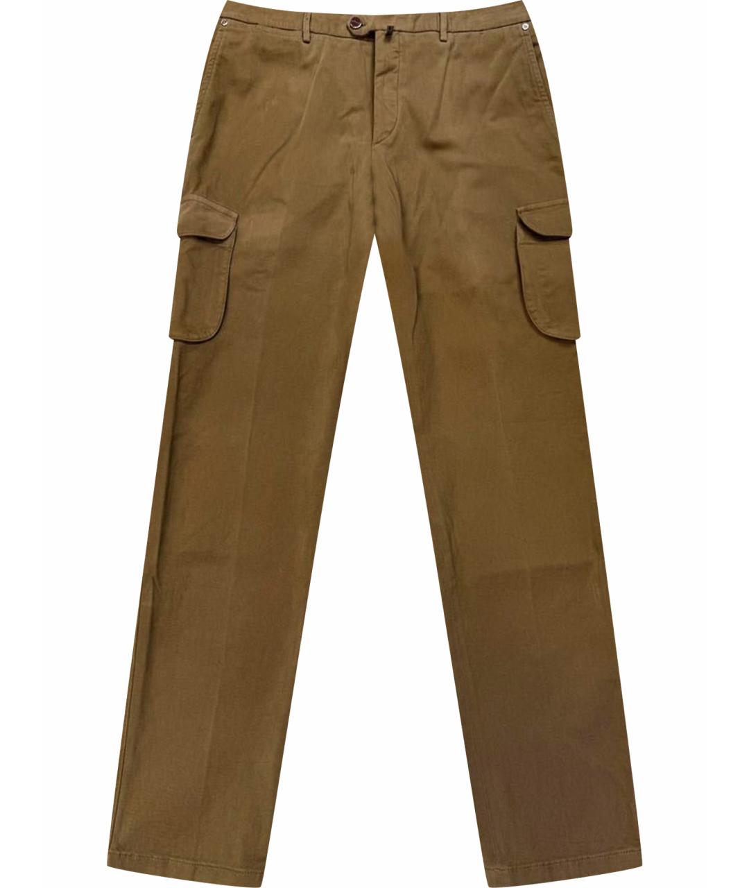 KITON Коричневые хлопковые повседневные брюки, фото 1