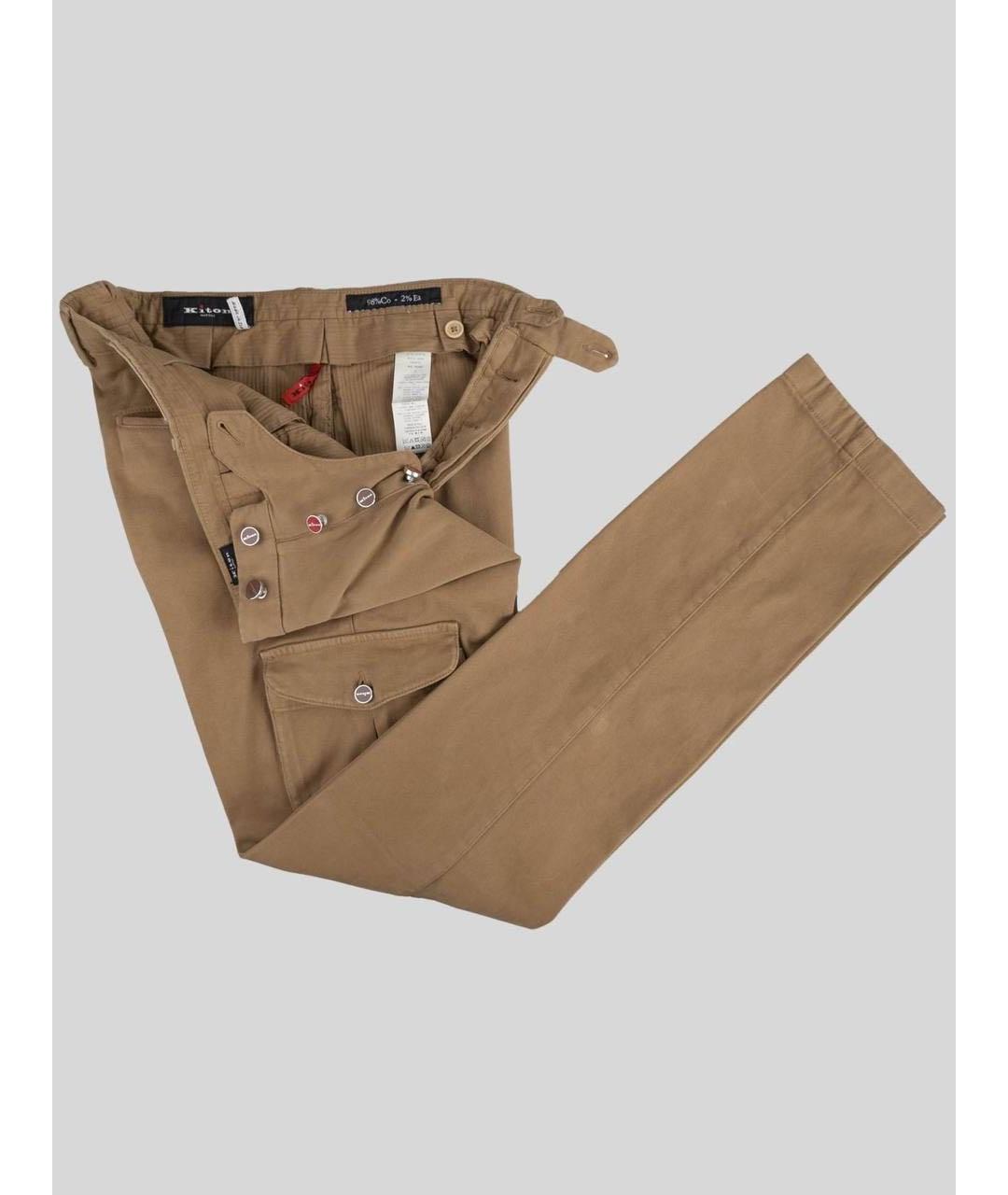 KITON Коричневые хлопковые повседневные брюки, фото 5