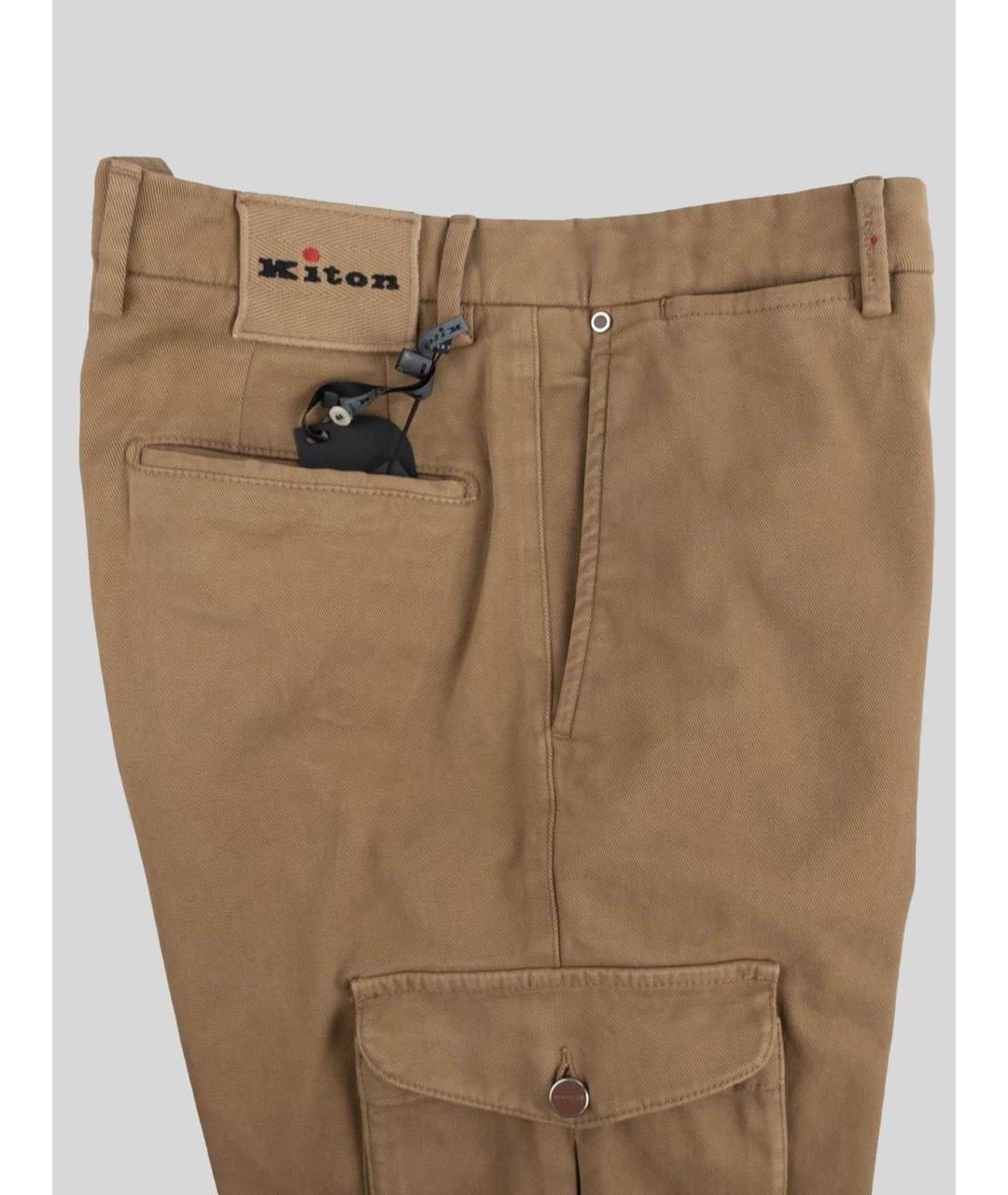 KITON Коричневые хлопковые повседневные брюки, фото 4