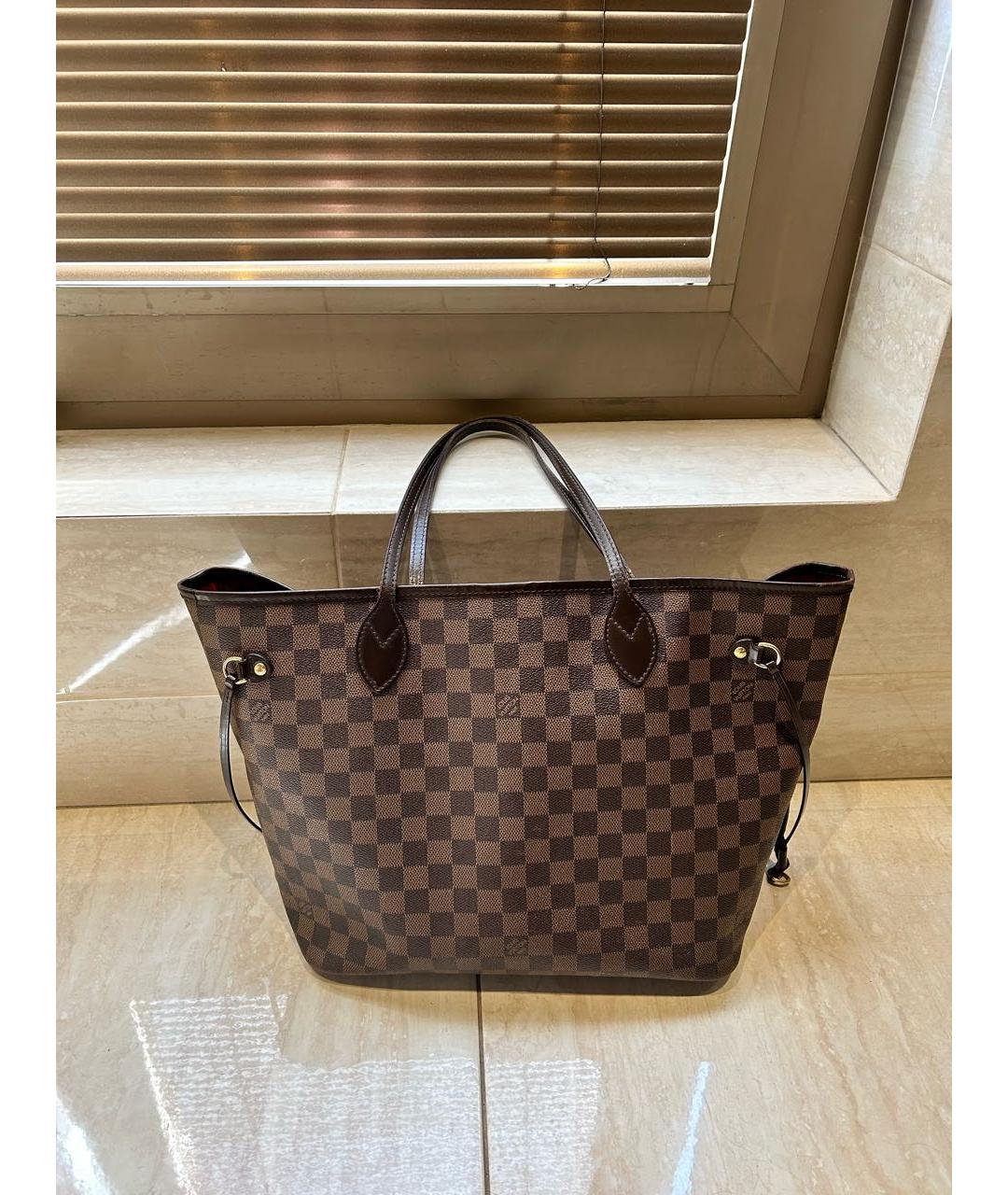 LOUIS VUITTON Коричневая кожаная сумка тоут, фото 7