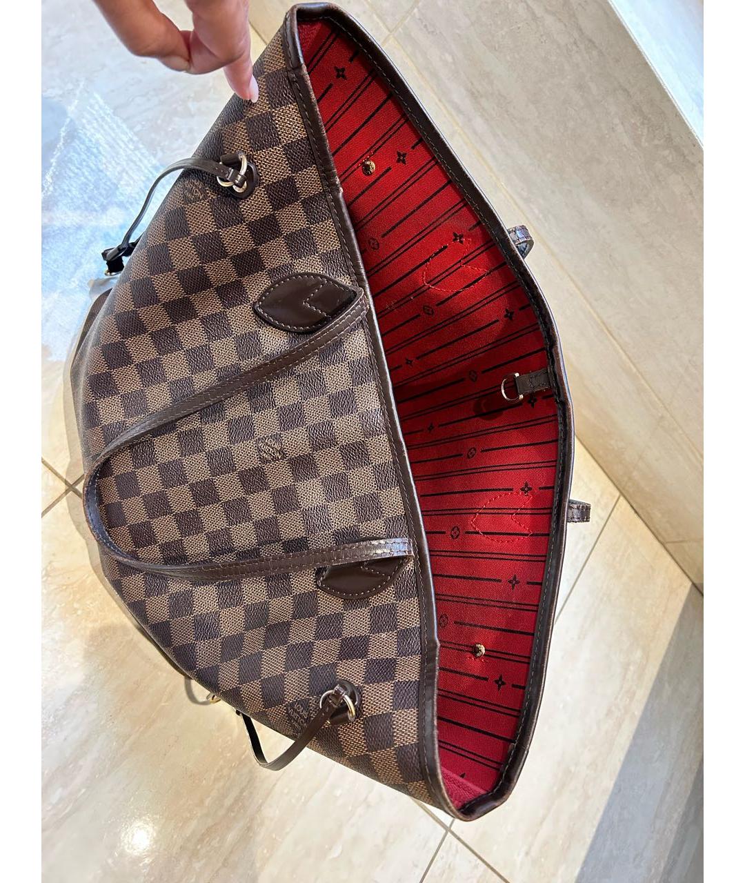 LOUIS VUITTON Коричневая кожаная сумка тоут, фото 3