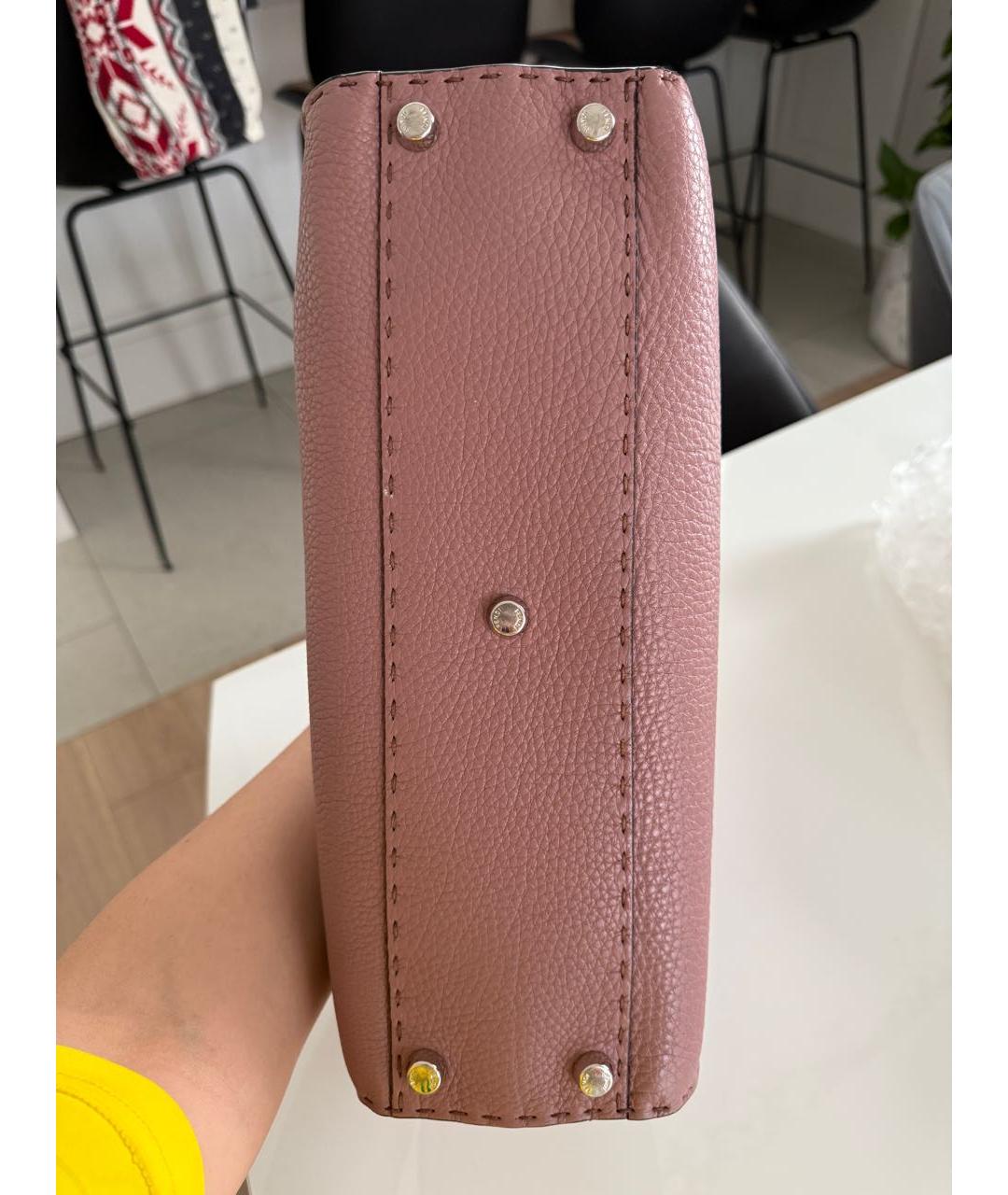 FENDI Розовая кожаная сумка с короткими ручками, фото 5